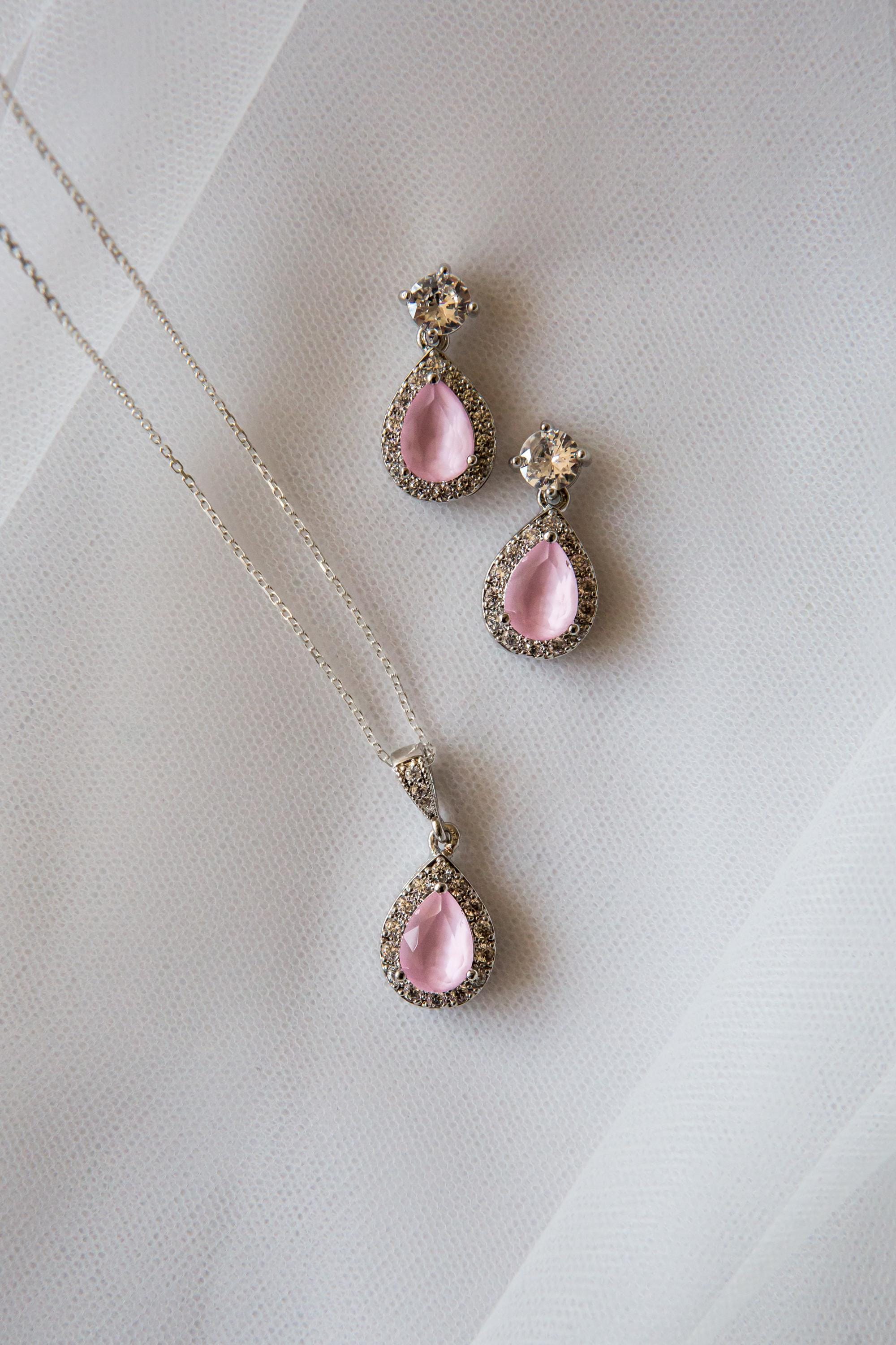 Pastel Pink Jewellery Set Pink Opal Bridesmaid Jewellery Wedding J