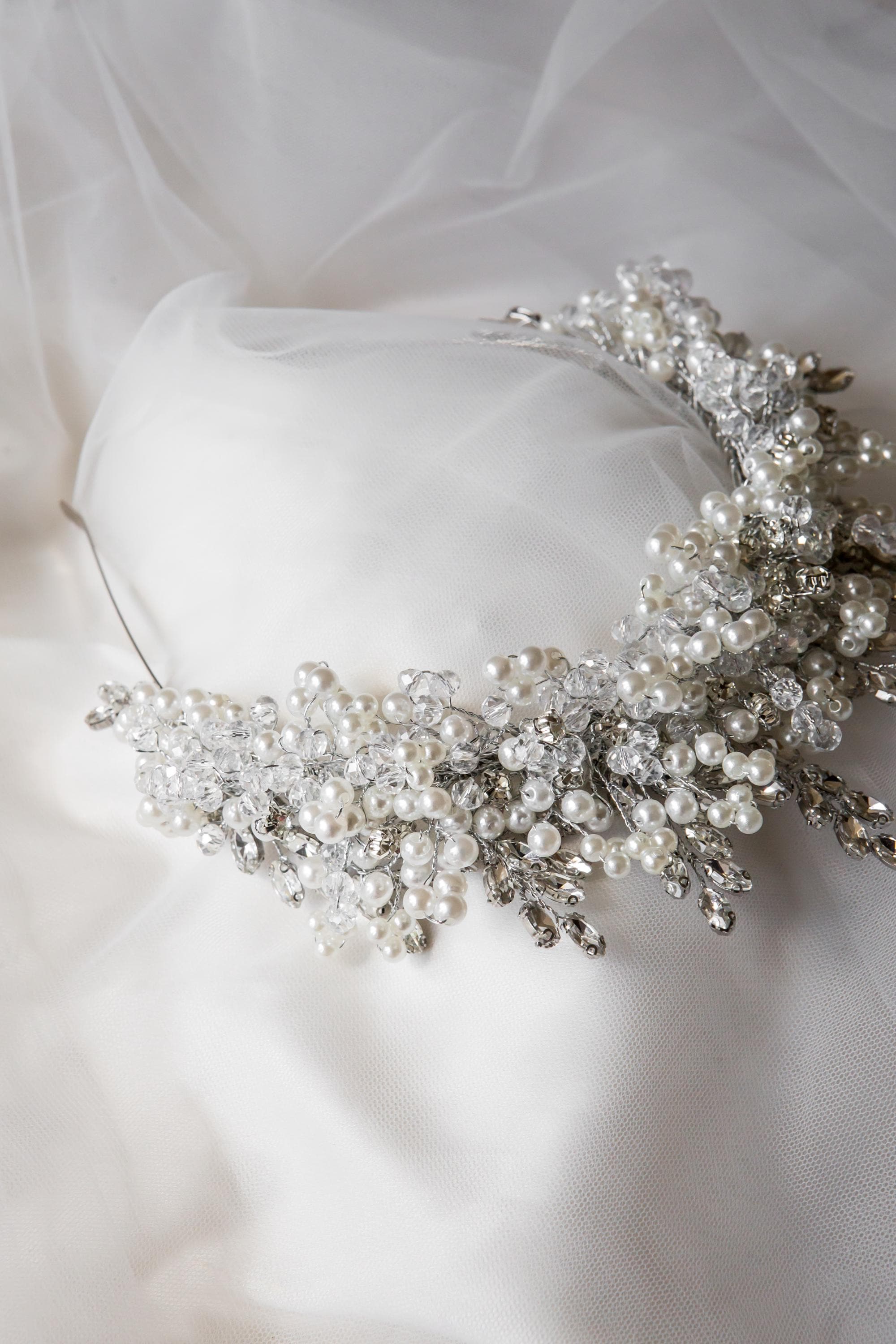 Bridal Crown | Large Pearl Tiara | Bride | Wedding | Headband