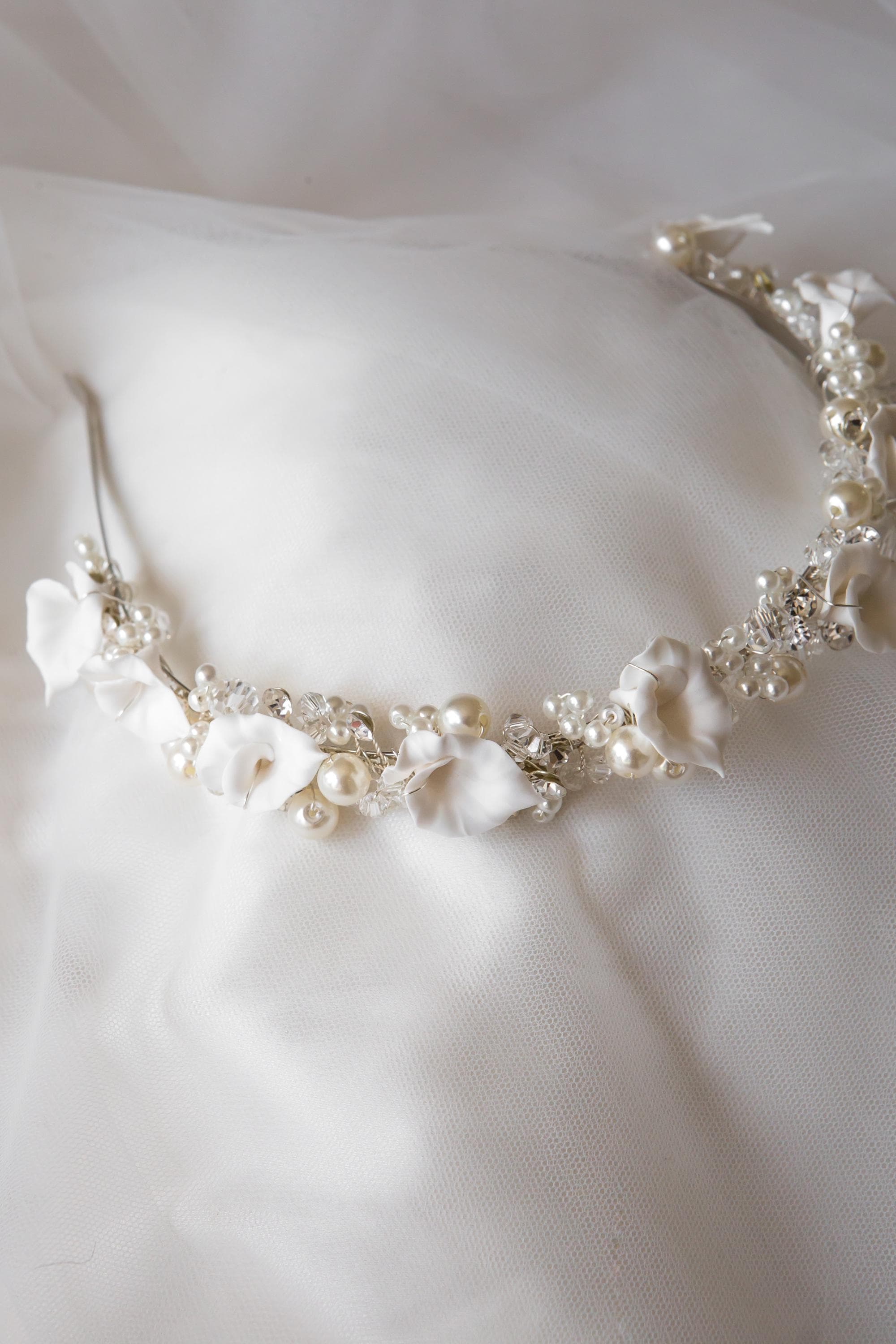 Bridal Crown | Large Pearl Tiara | Bride | Wedding | Headband