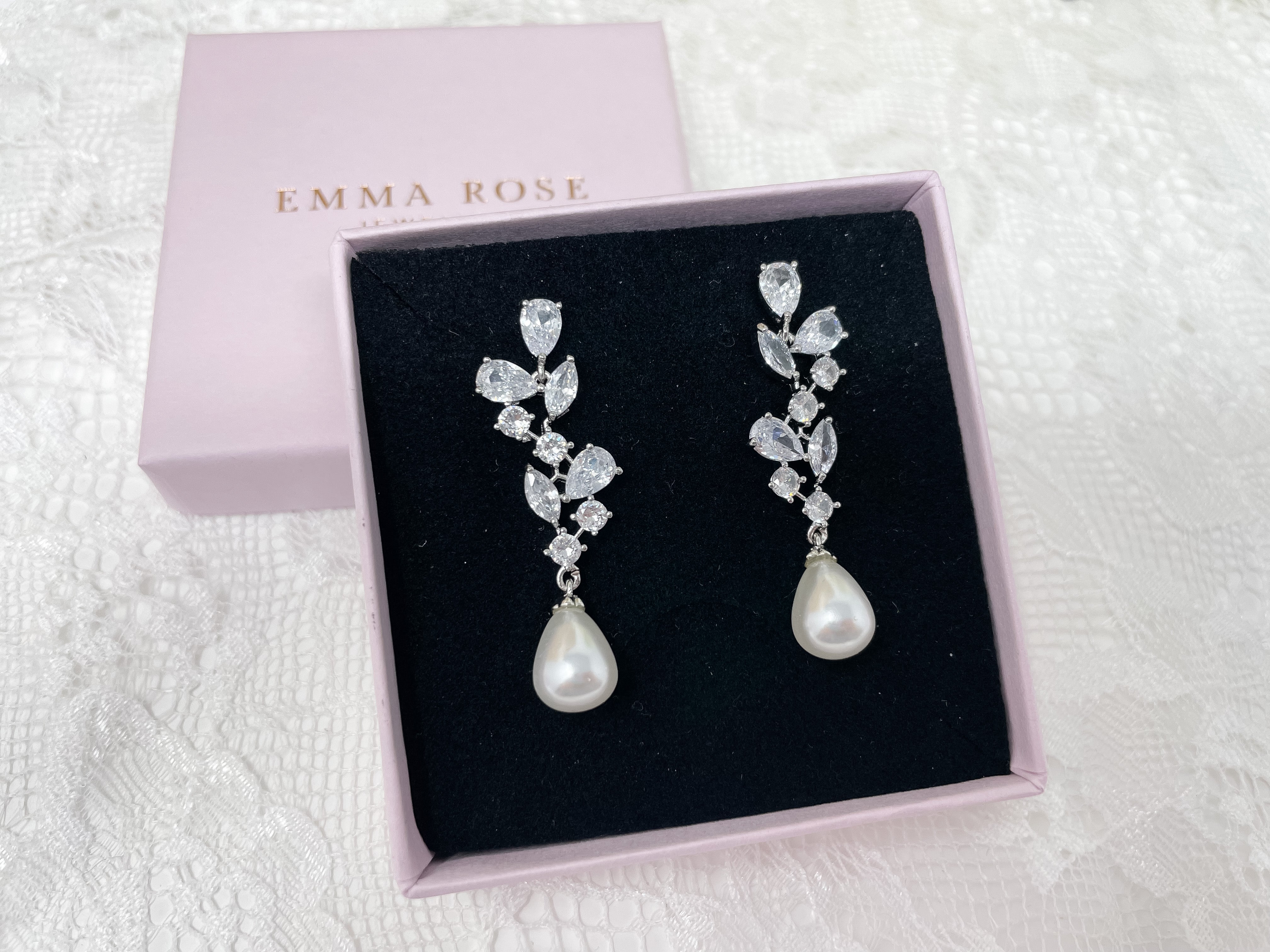 Long Pearl Drop Bridal Necklace | Wedding Jewellery Set
