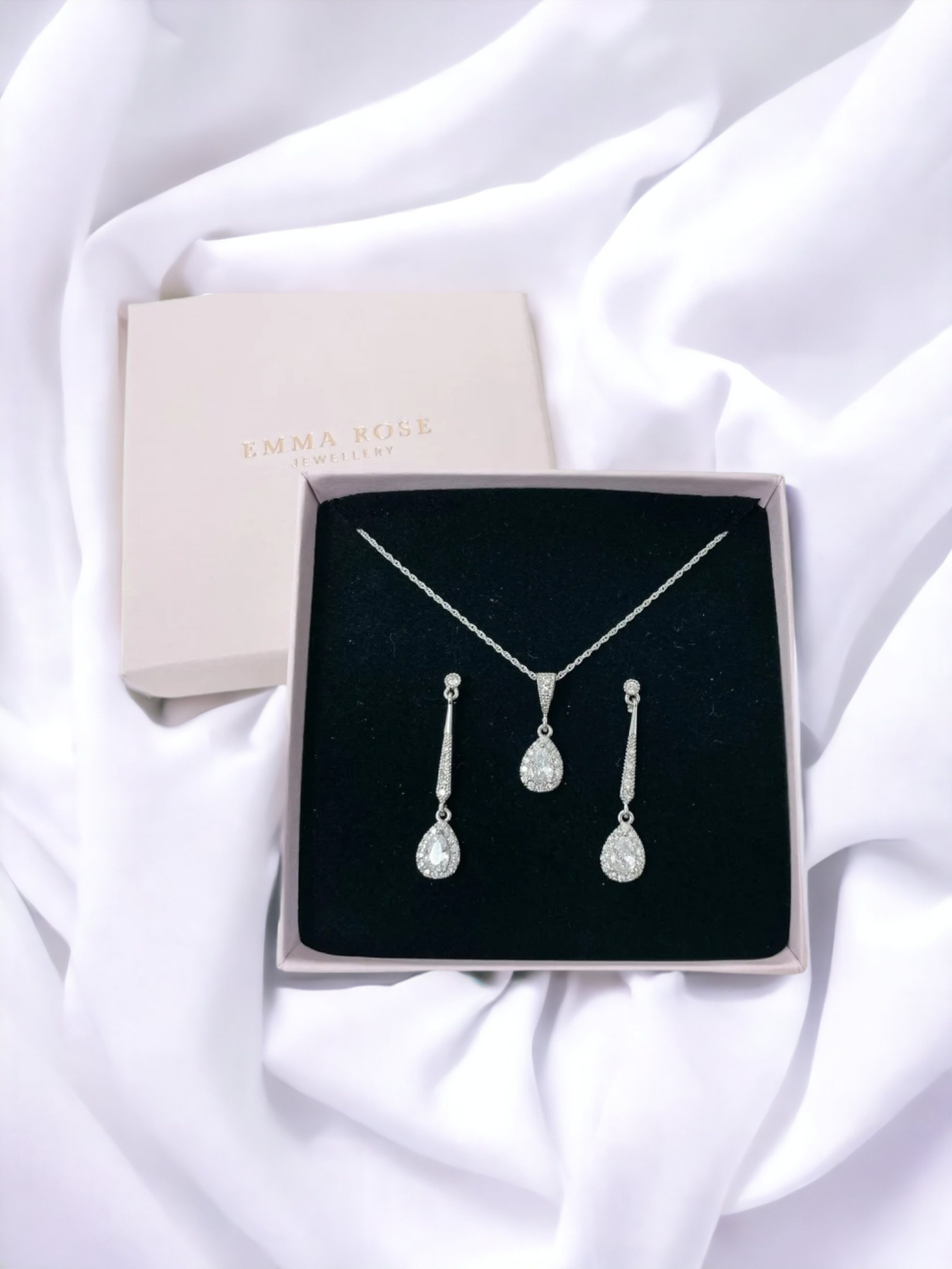 Long Delicate Drop Bridal Jewellery Set