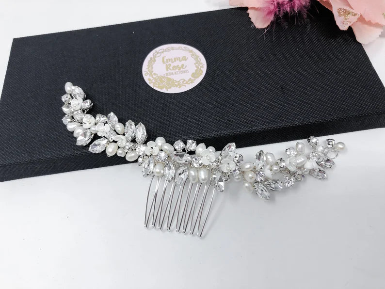 Long Freshwater Pearl Bridal Comb