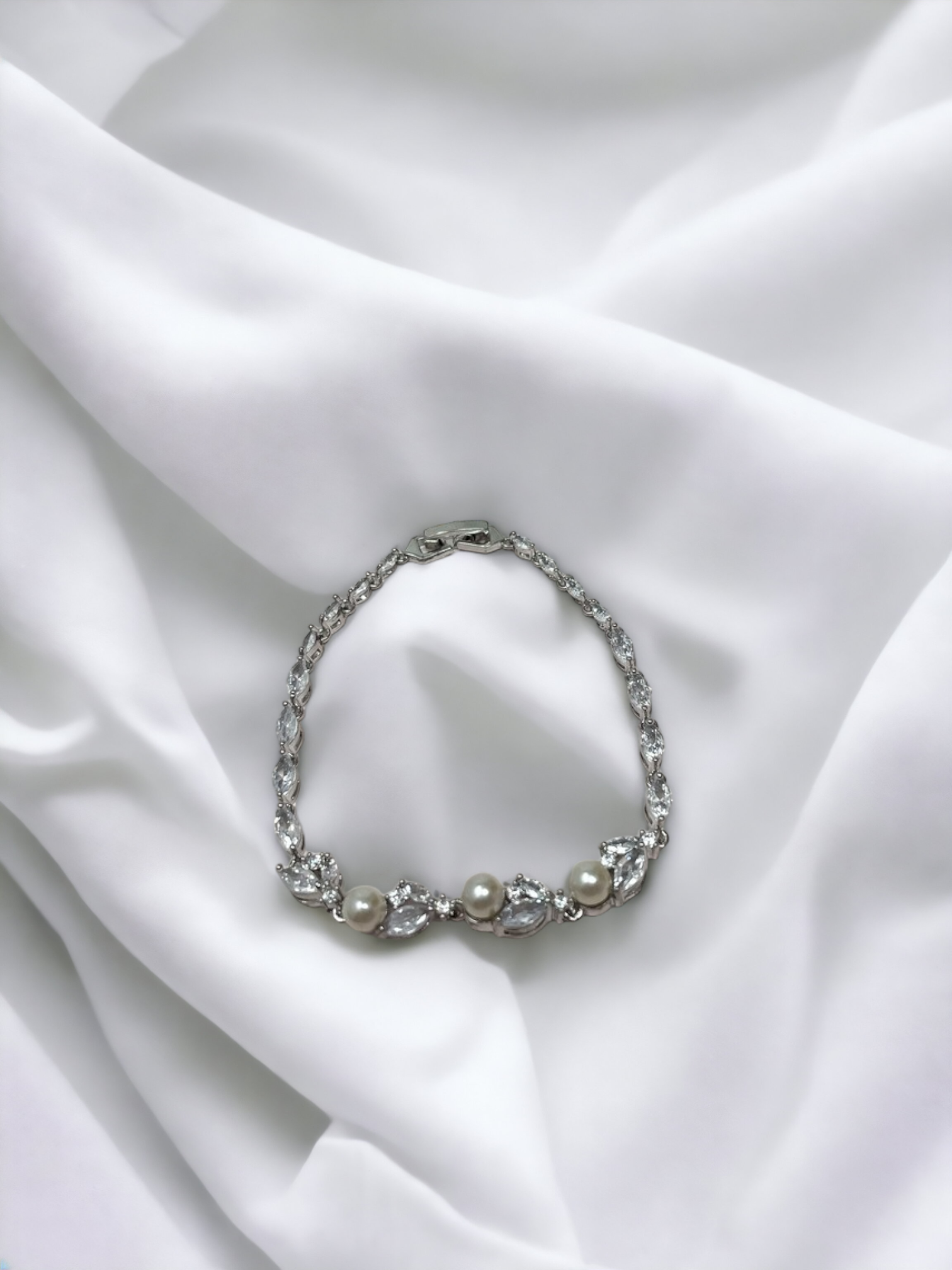 Pearl and CZ Tennis Bracelet