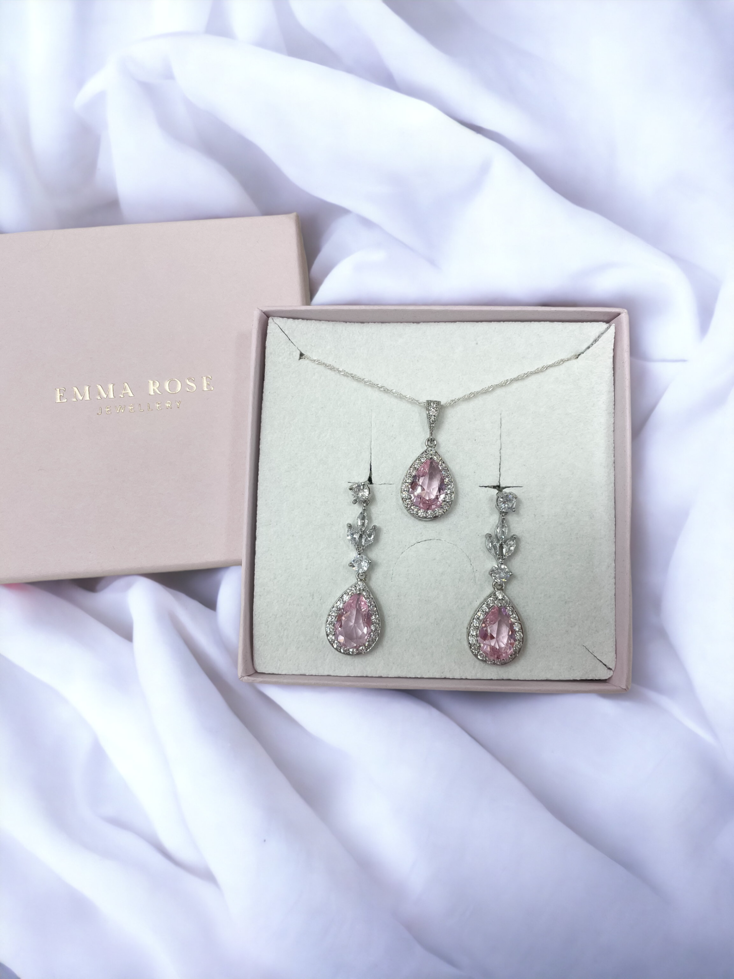 Pink Crystal Teardrop Earrings