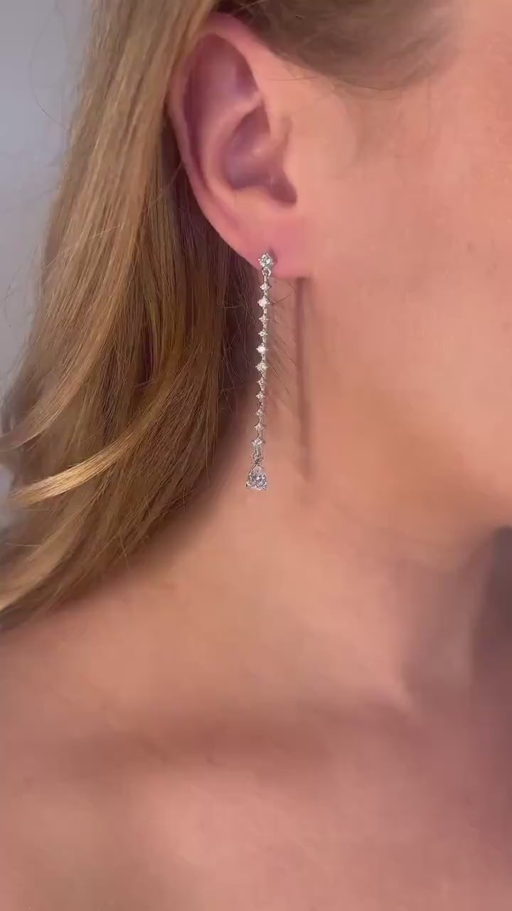 Bridal Earrings | Long Drop Earrings | Crystal Wedding Earrings | Gift | Special Occasion | Bride