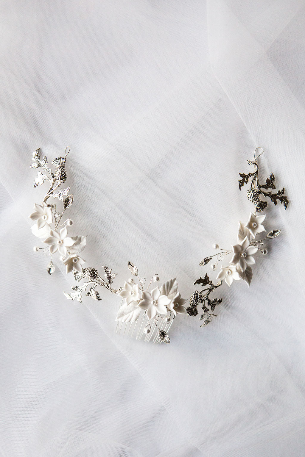 Thistle and Clay Flower Hair Vine Comb