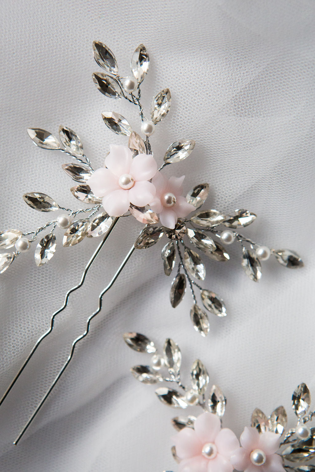 Pink Clay Flower Hair PIn