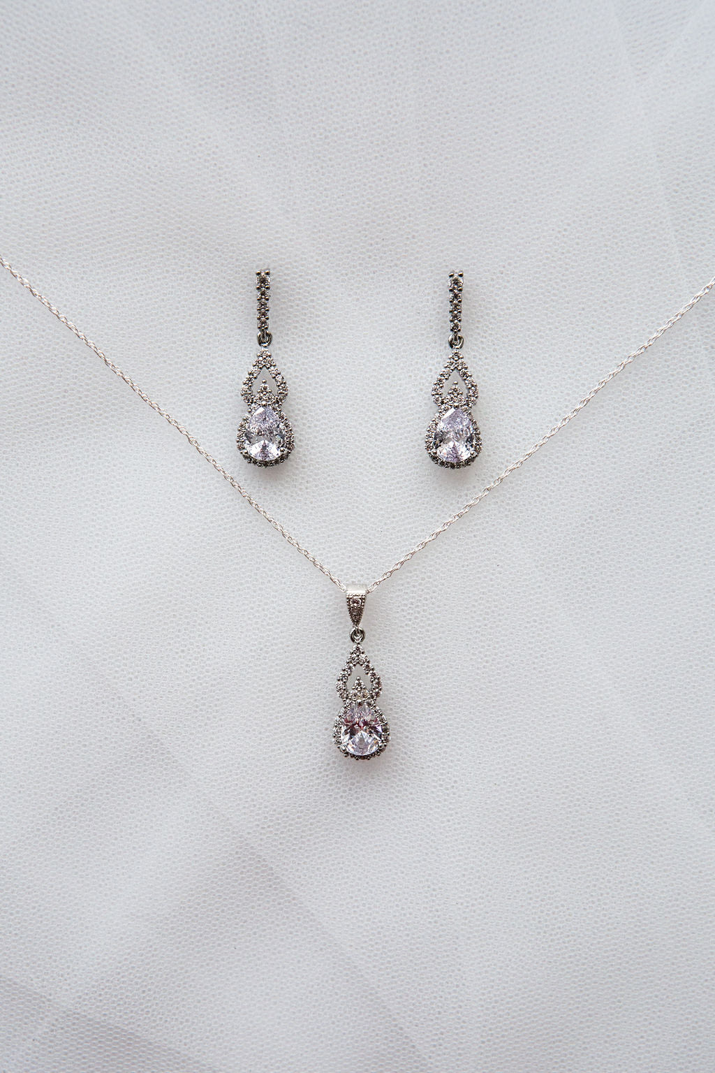 Delicate Crystal Drop Bridal Jewellery Set
