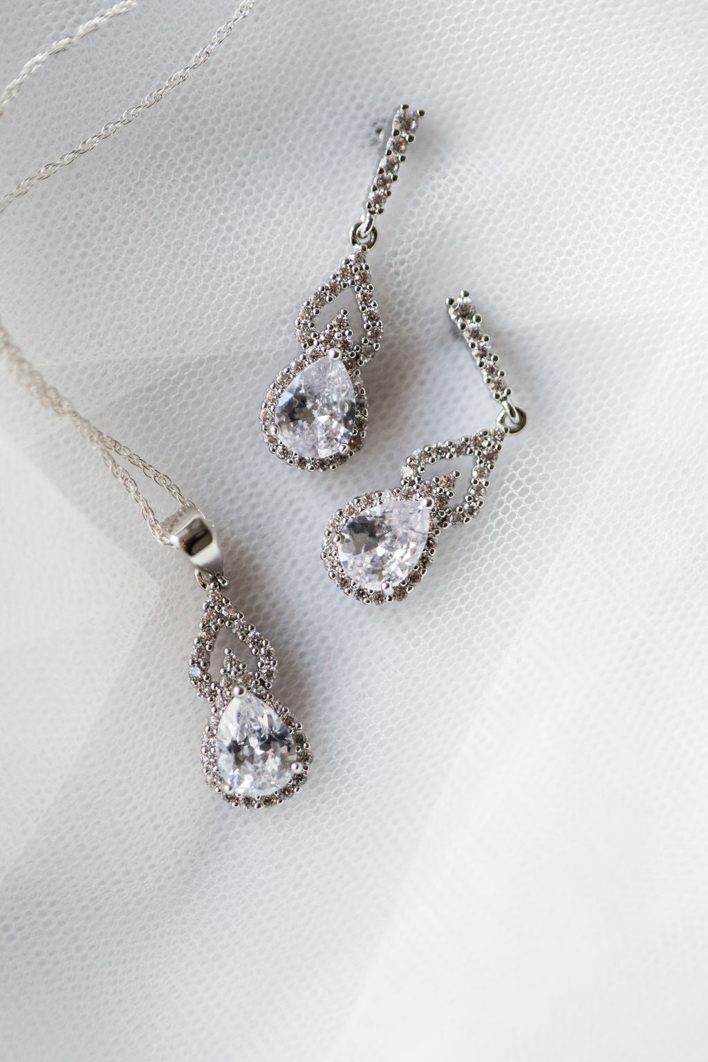 Delicate Crystal Drop Bridal Jewellery Set