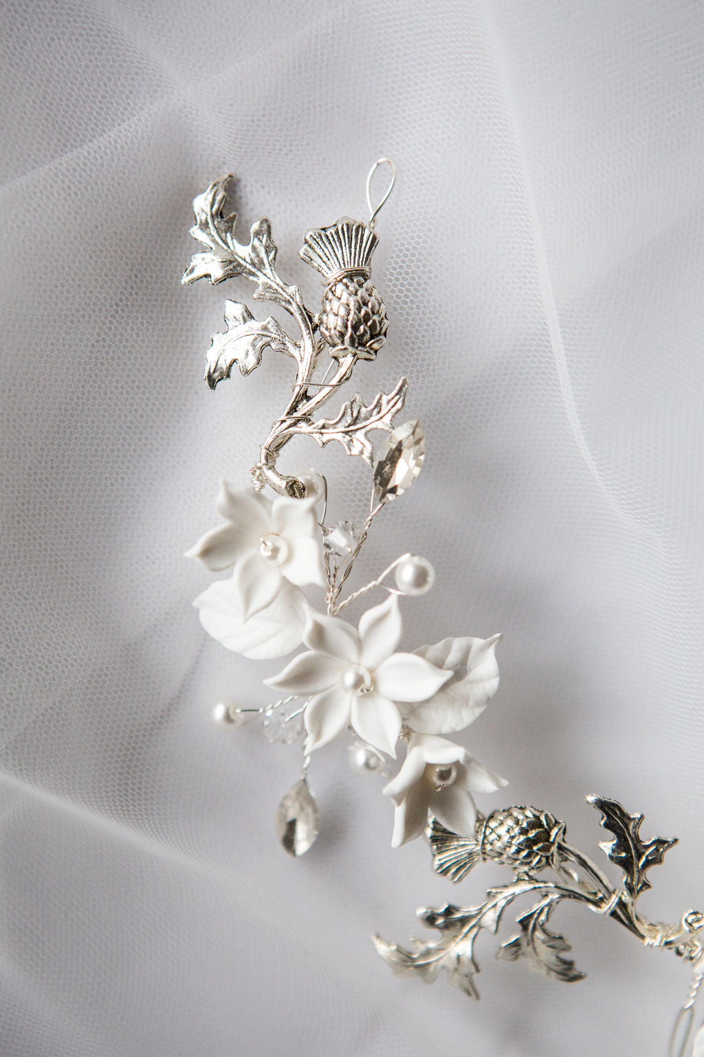 Thistle and Clay Flower Hair Vine Comb