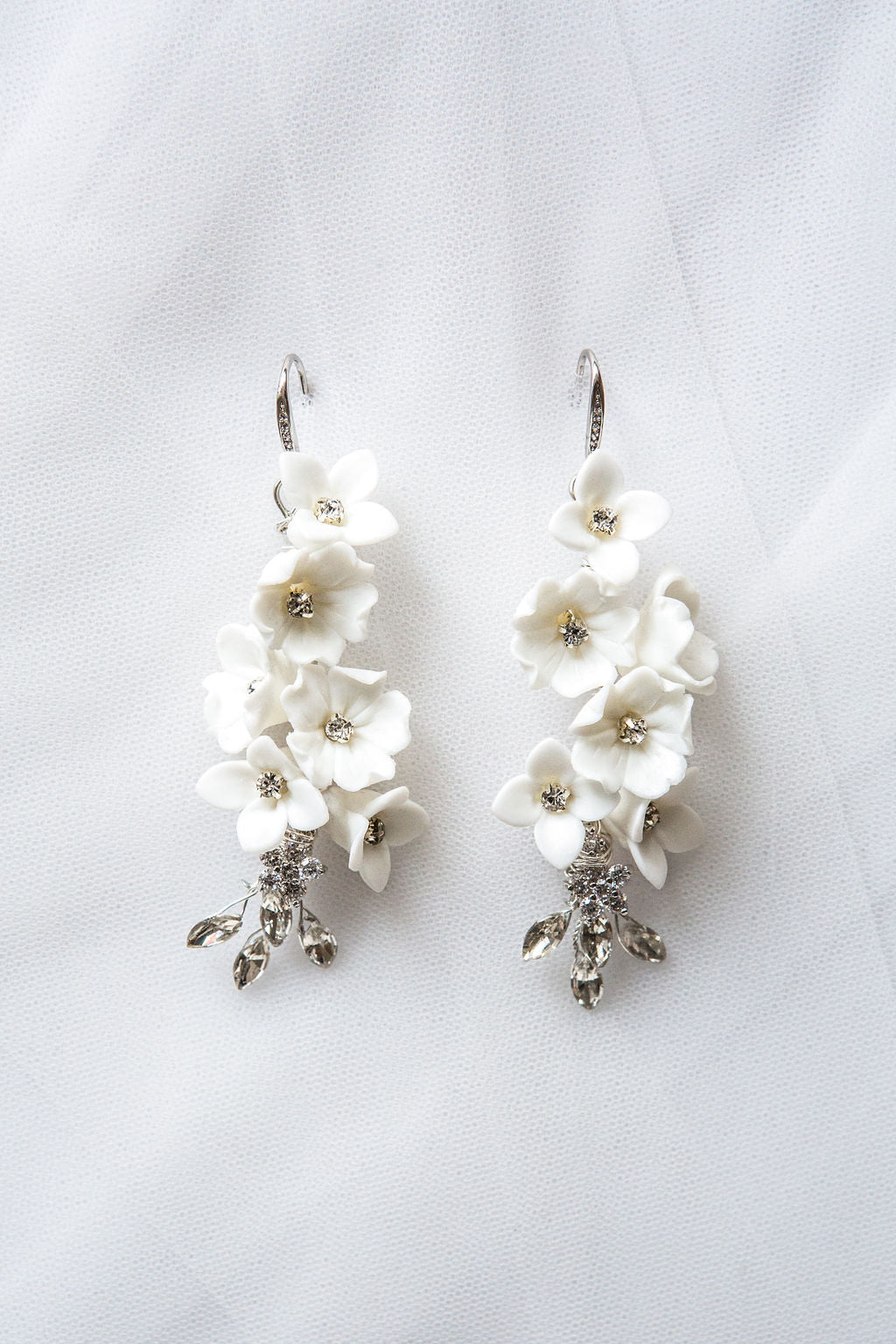 Large Statement Clay Flower Drop Earrings | Bride Earrings