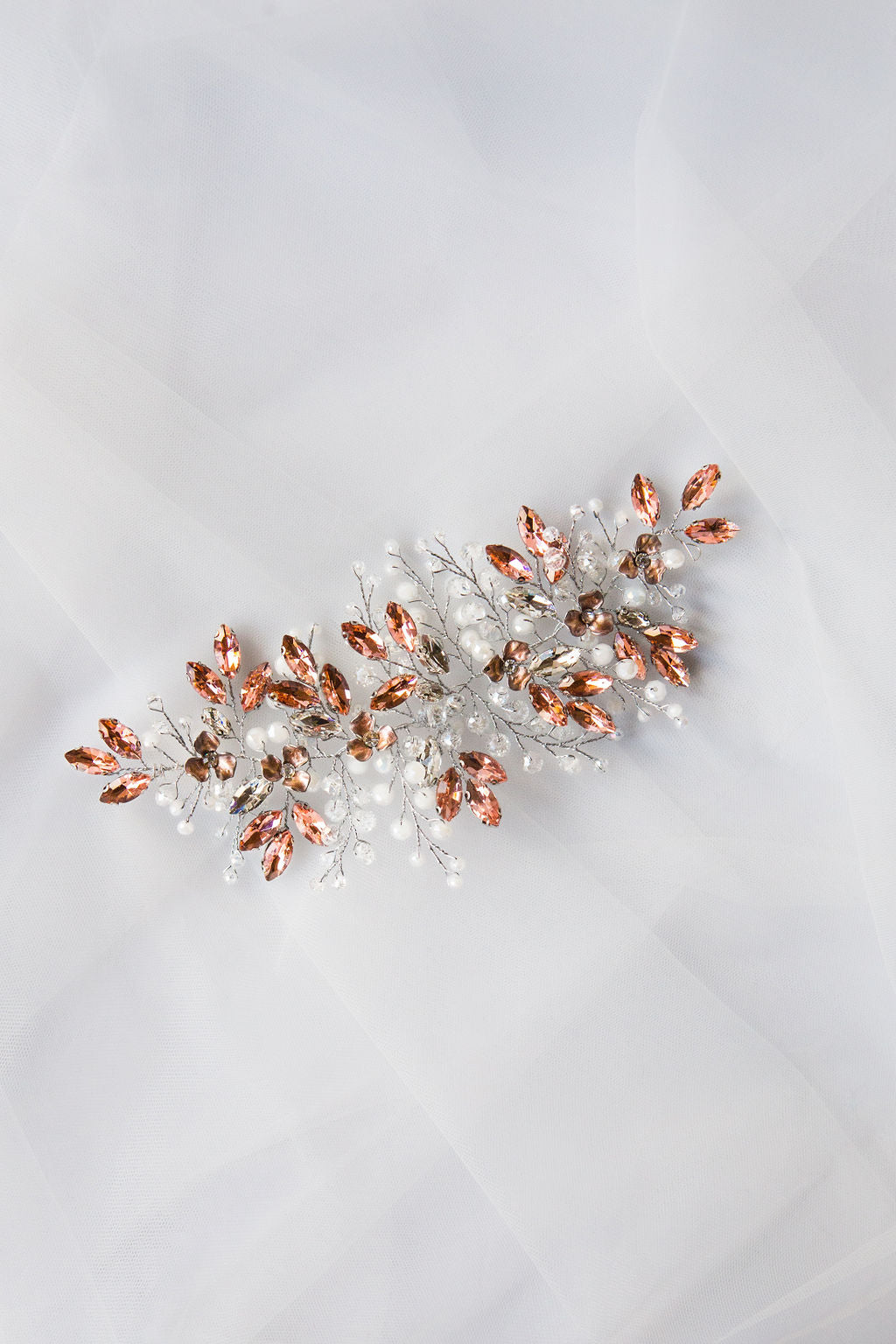 Large Peachy Blush Hair Vine | Bridal Vine