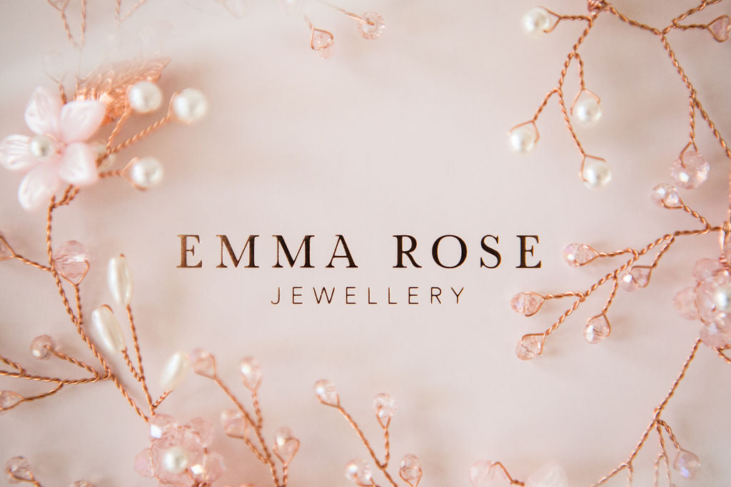 Rose Gold Crystal Blush Flower Hair Vine