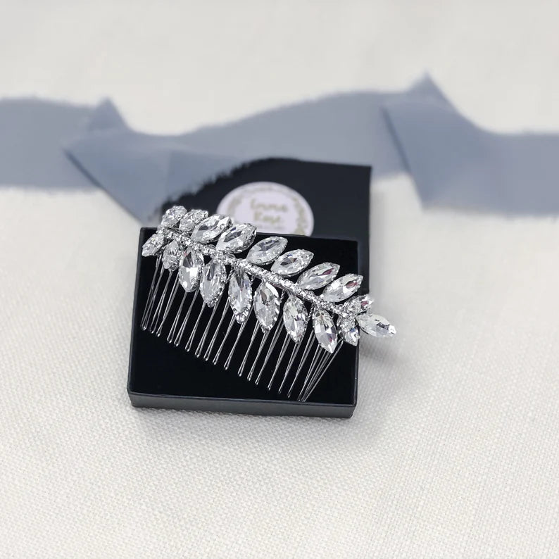 Crystal Leaf Bridal Comb