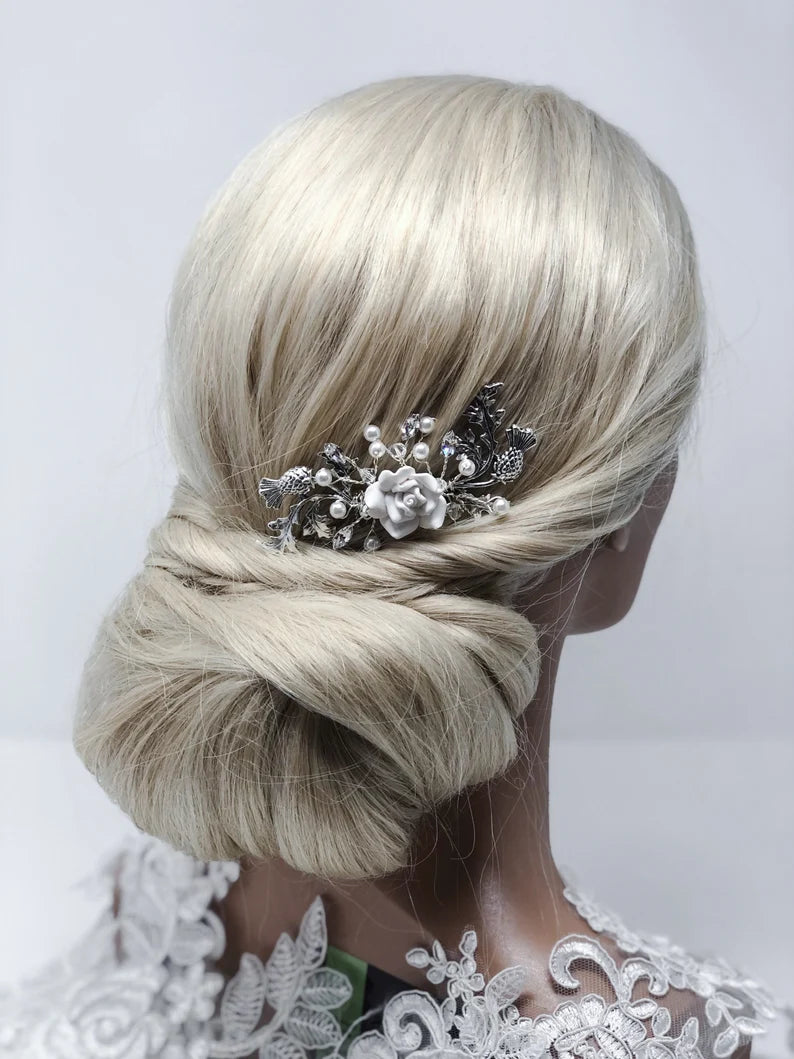 Rose and Thistle Hair Comb