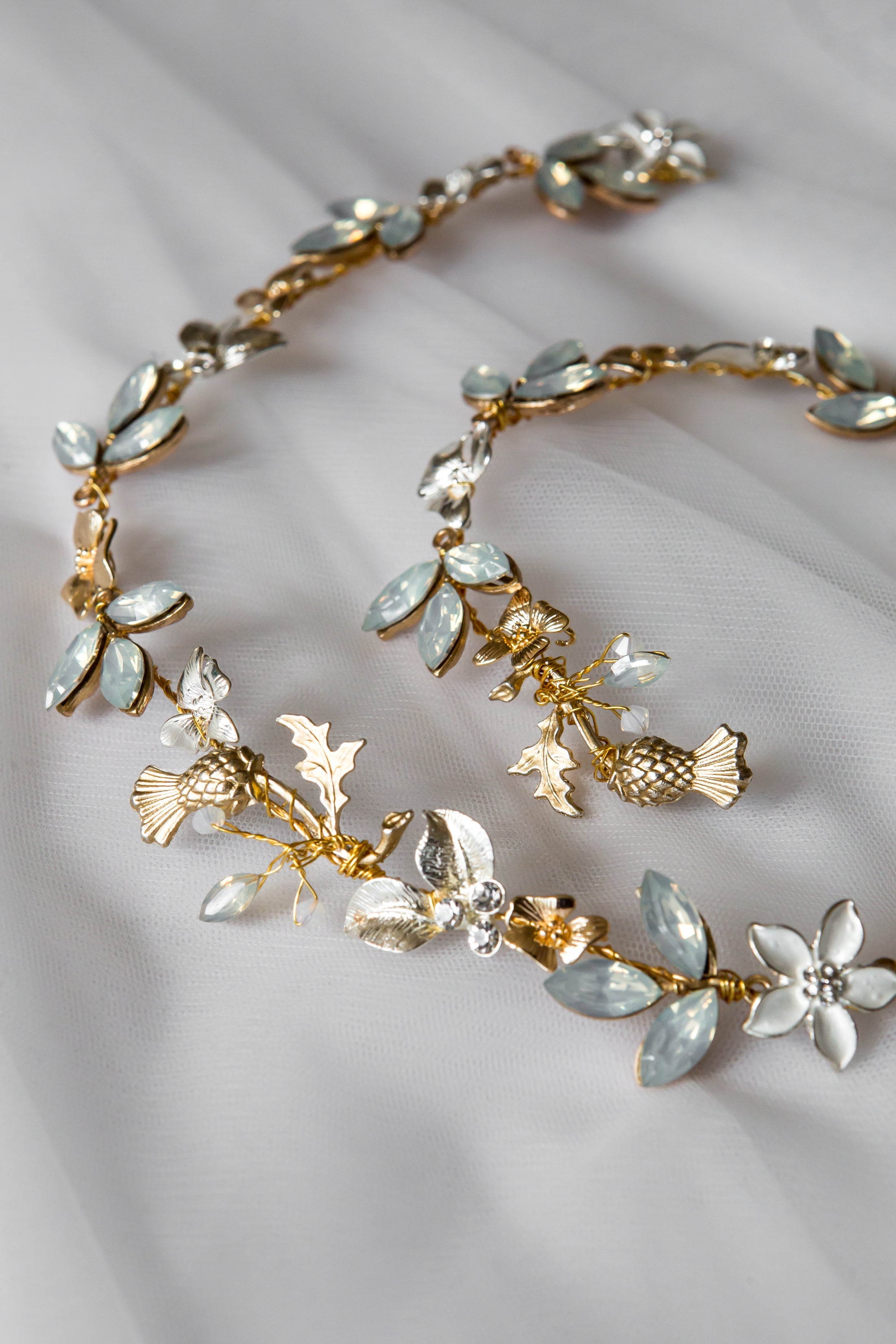 opal thistle bridal hair vine 