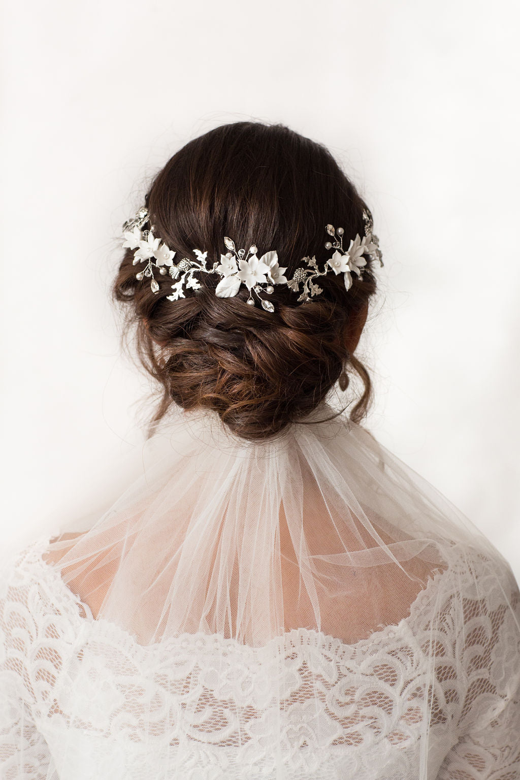 Embrace Elegance with our Bridal Thistle and Clay Flower Hair Pieces