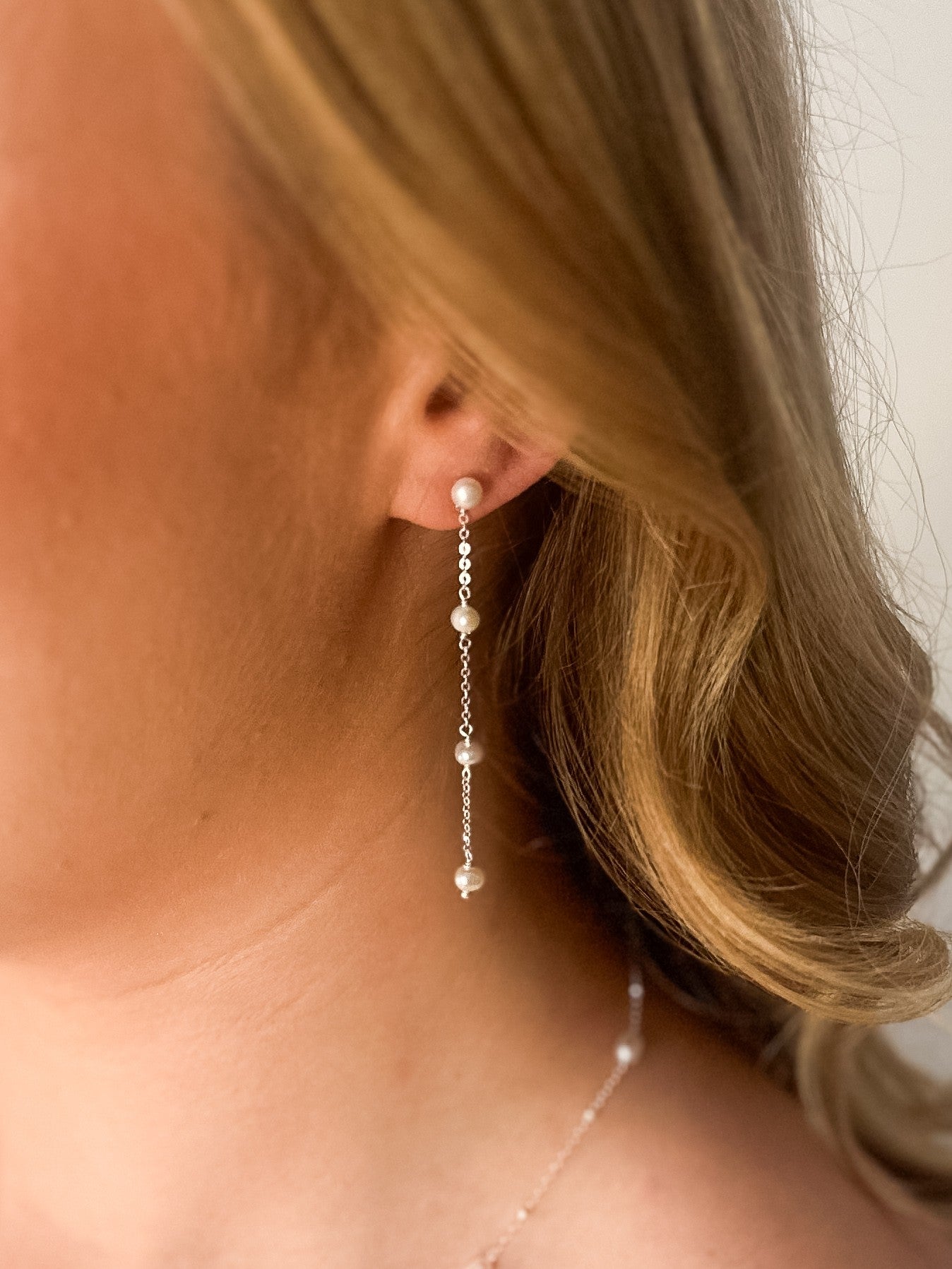 long freshwater pearl earring