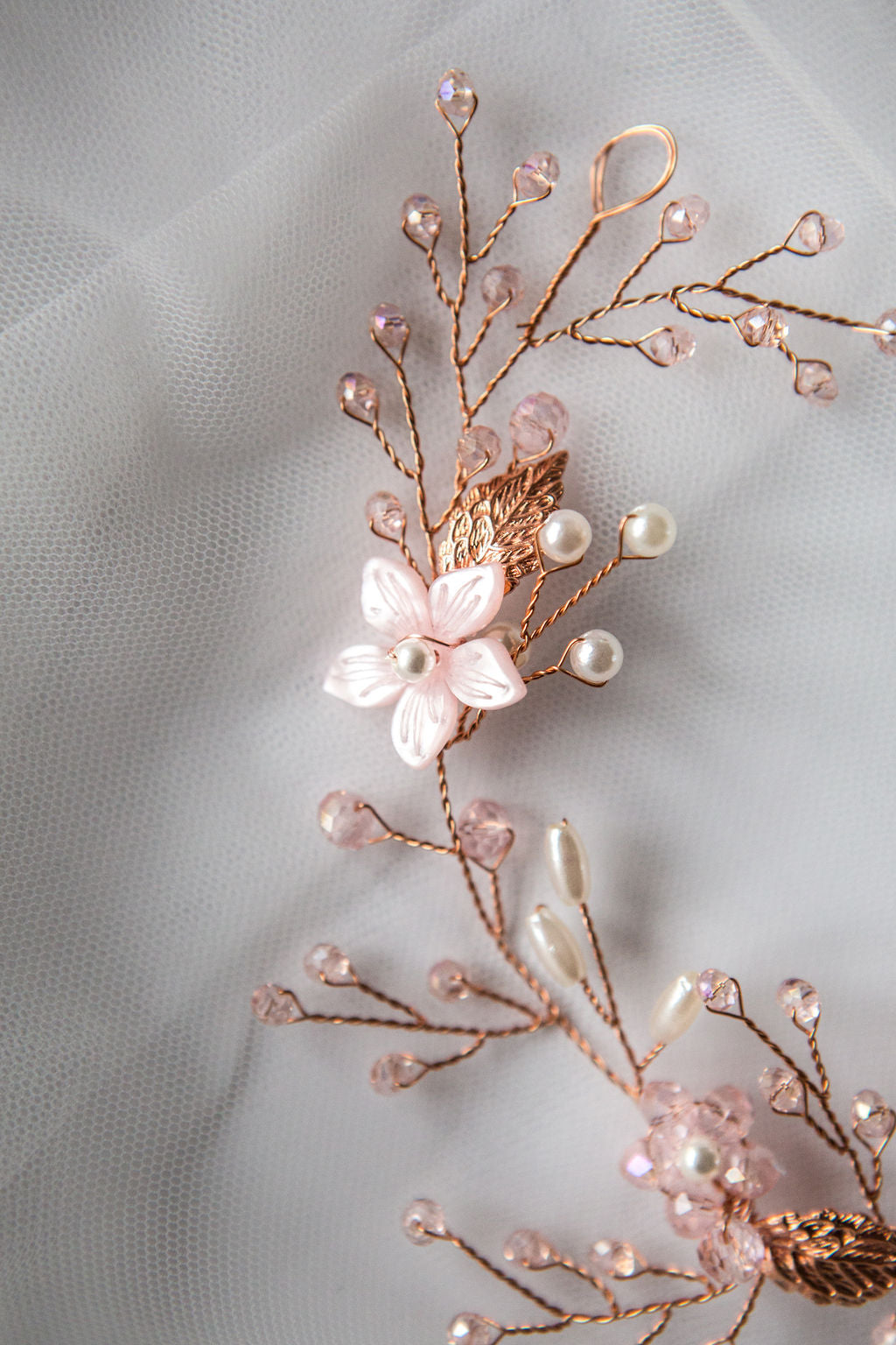 blush pink bridal hair vine