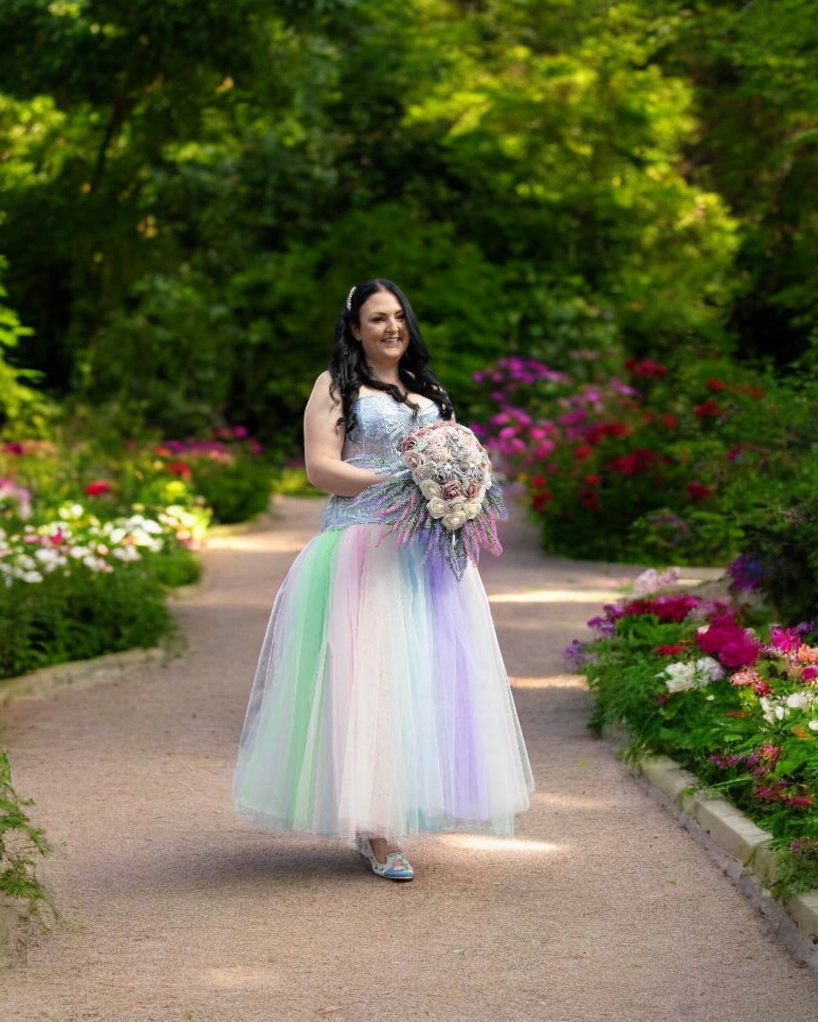 Kaye’s Custom Pastel Rainbow Hair Comb: A Perfect Match for Her Dream Wedding