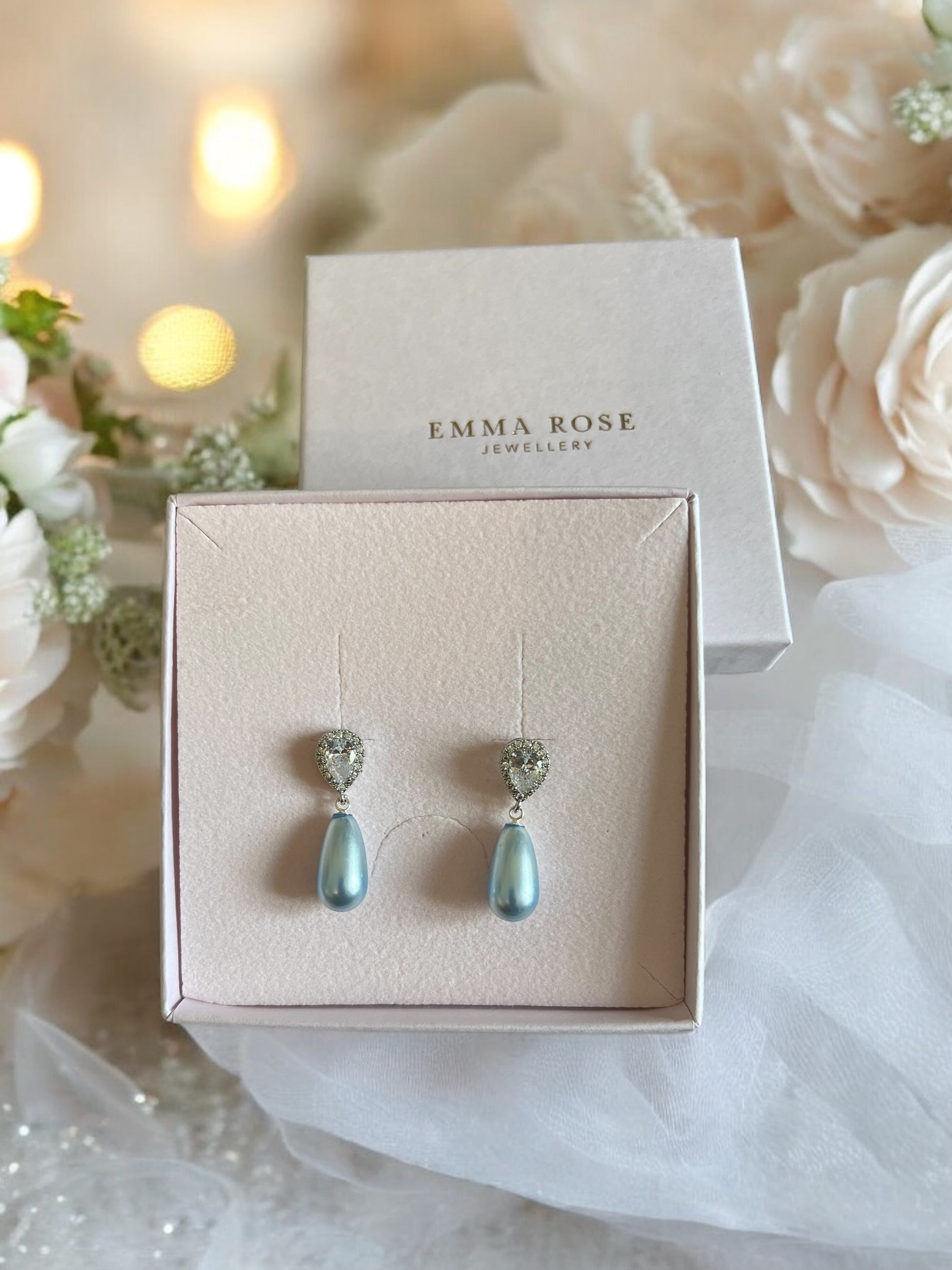 Baby Blue Teardrop Pearl Bridal Jewellery Set