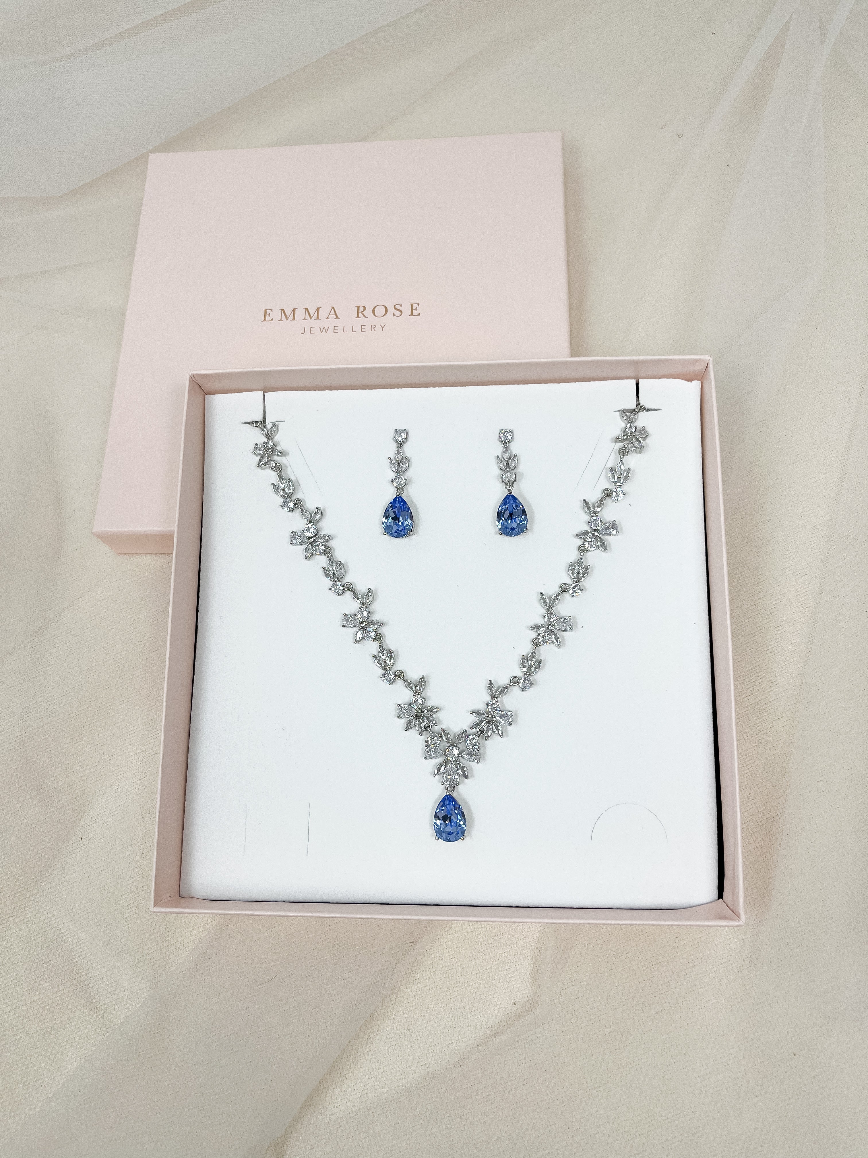 Light Sapphire Blue Statement Bridal Jewellery Set