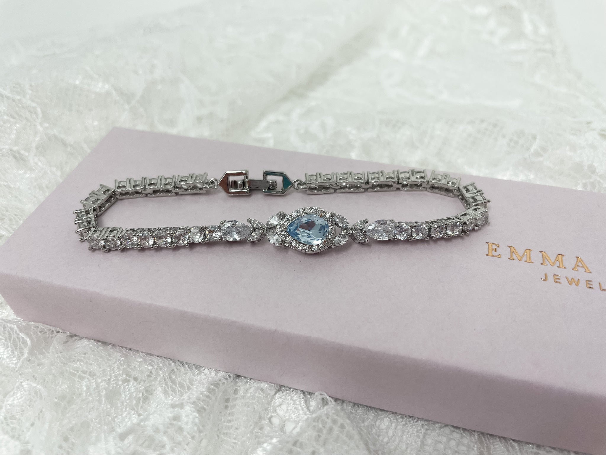 Small Delicate Light Blue Sapphire Bracelet