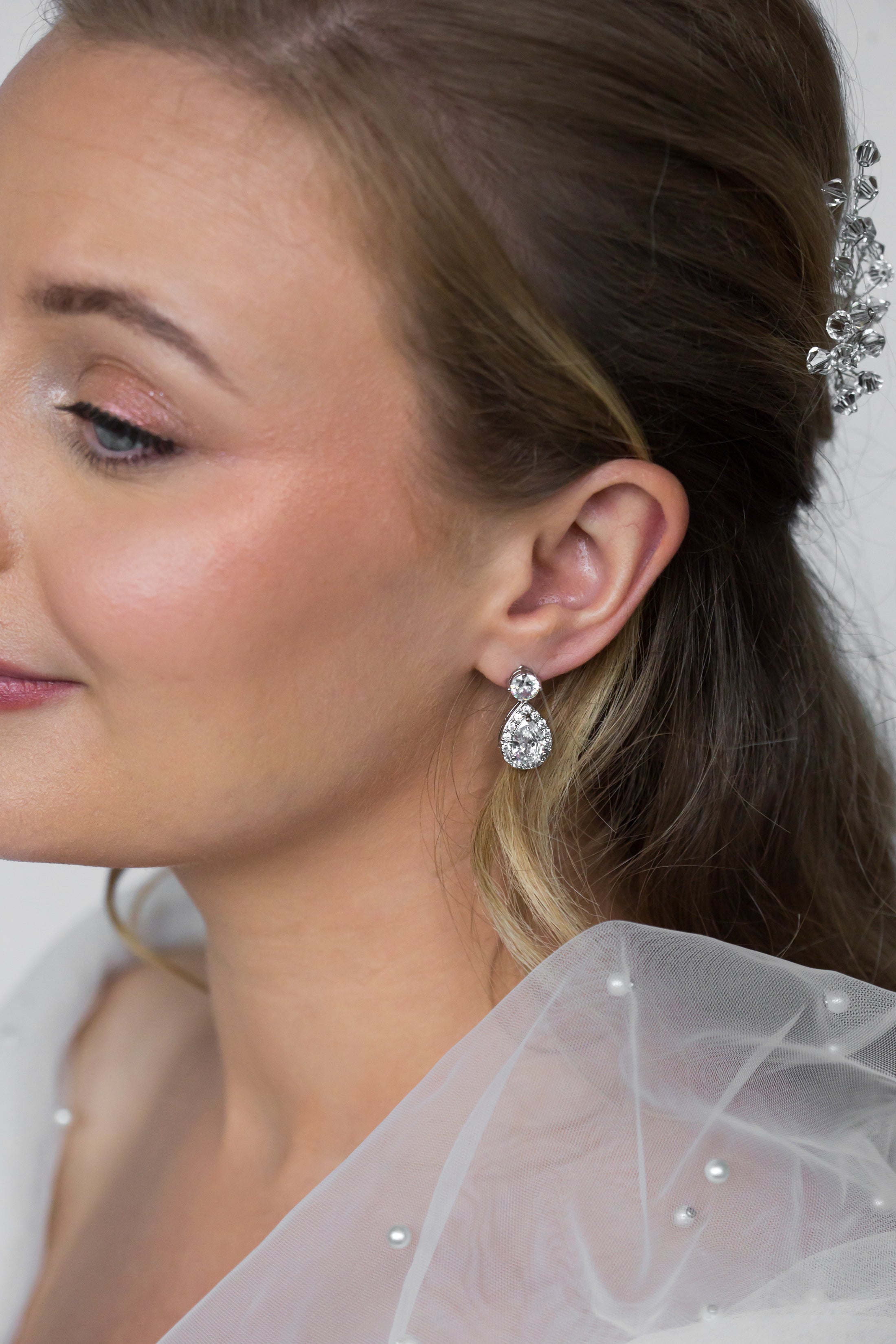 Small bridal earrings hot sale