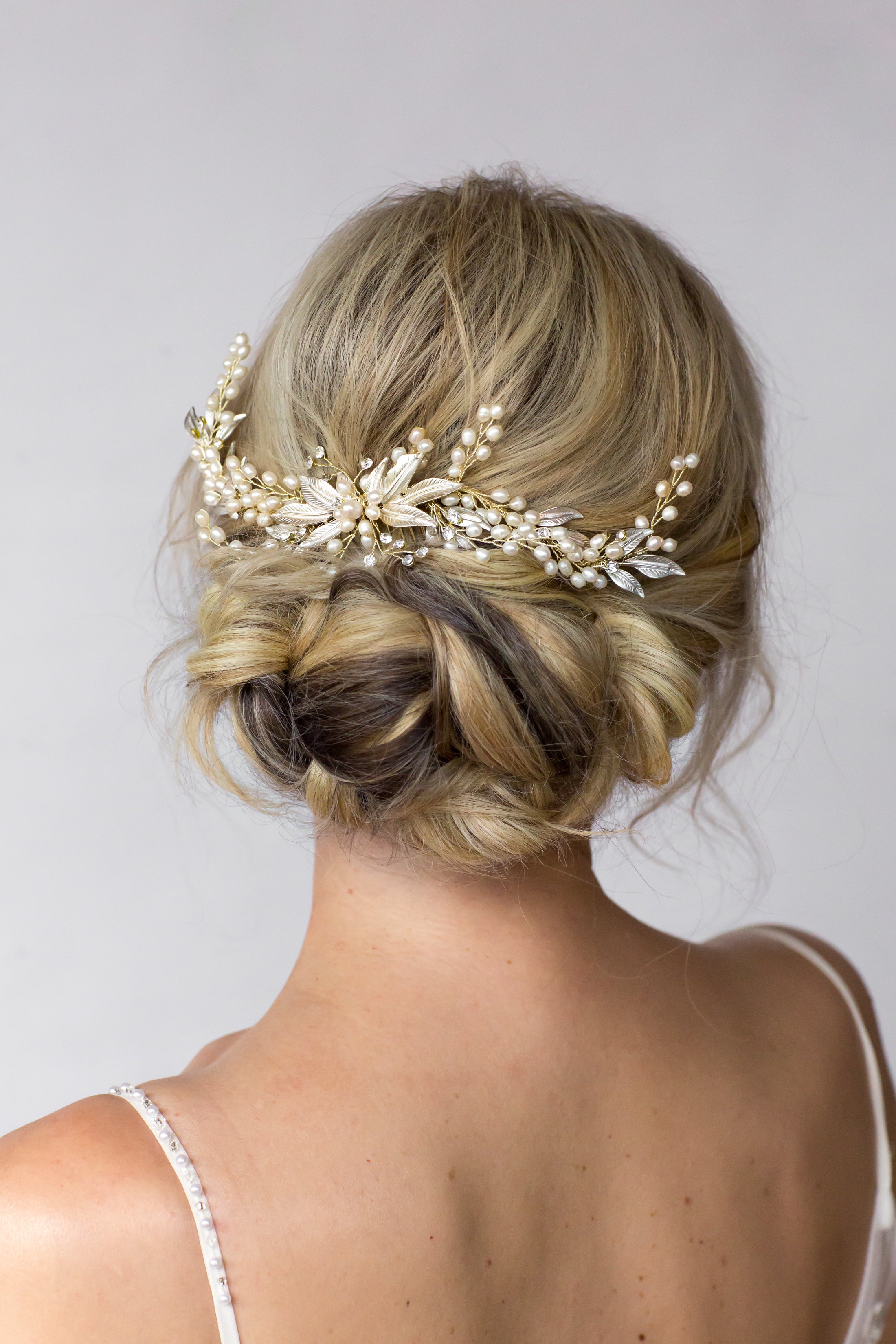 Gold and Pearl Bridal Hair Comb
