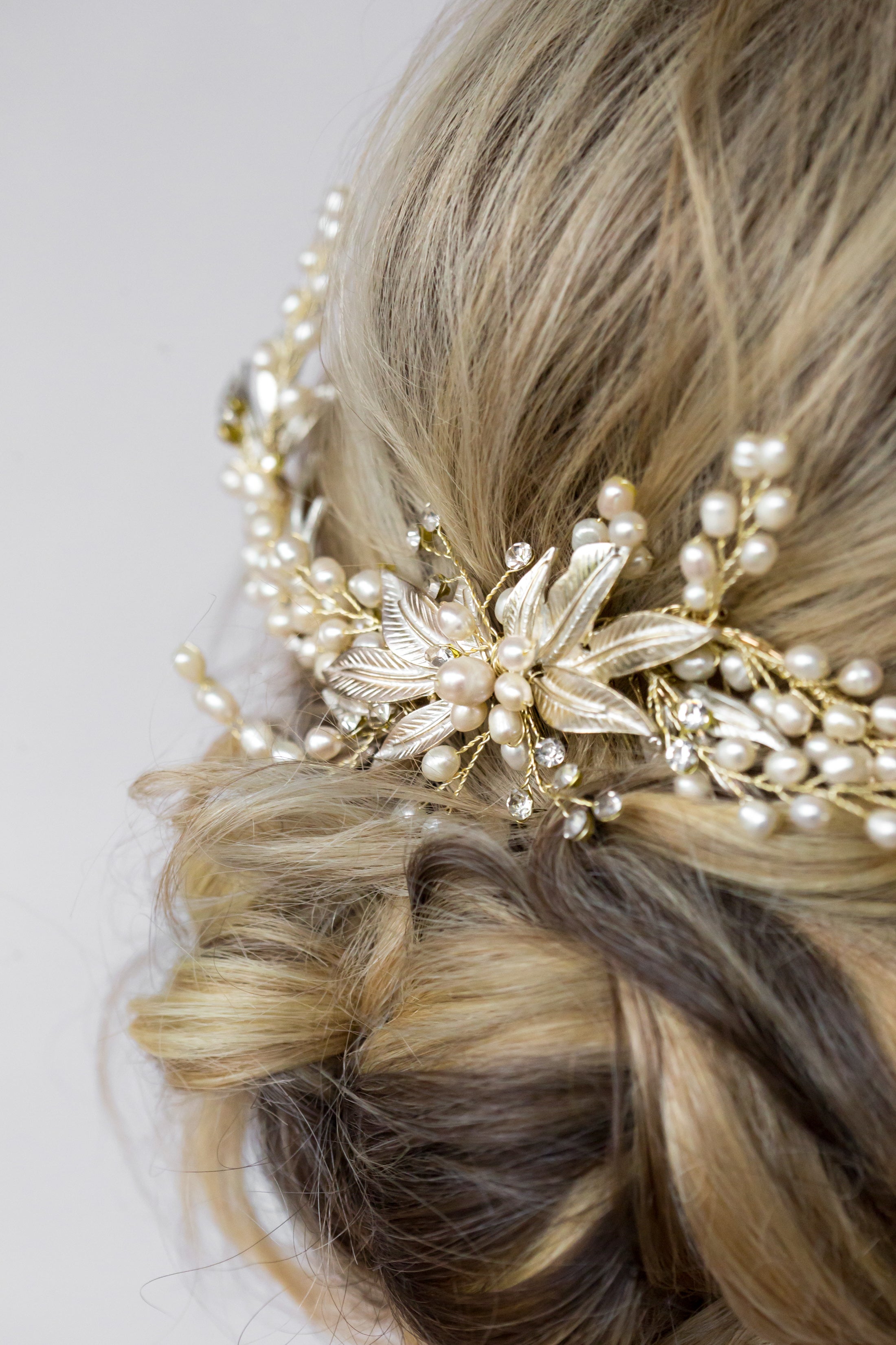 Gold and Pearl Bridal Hair Comb