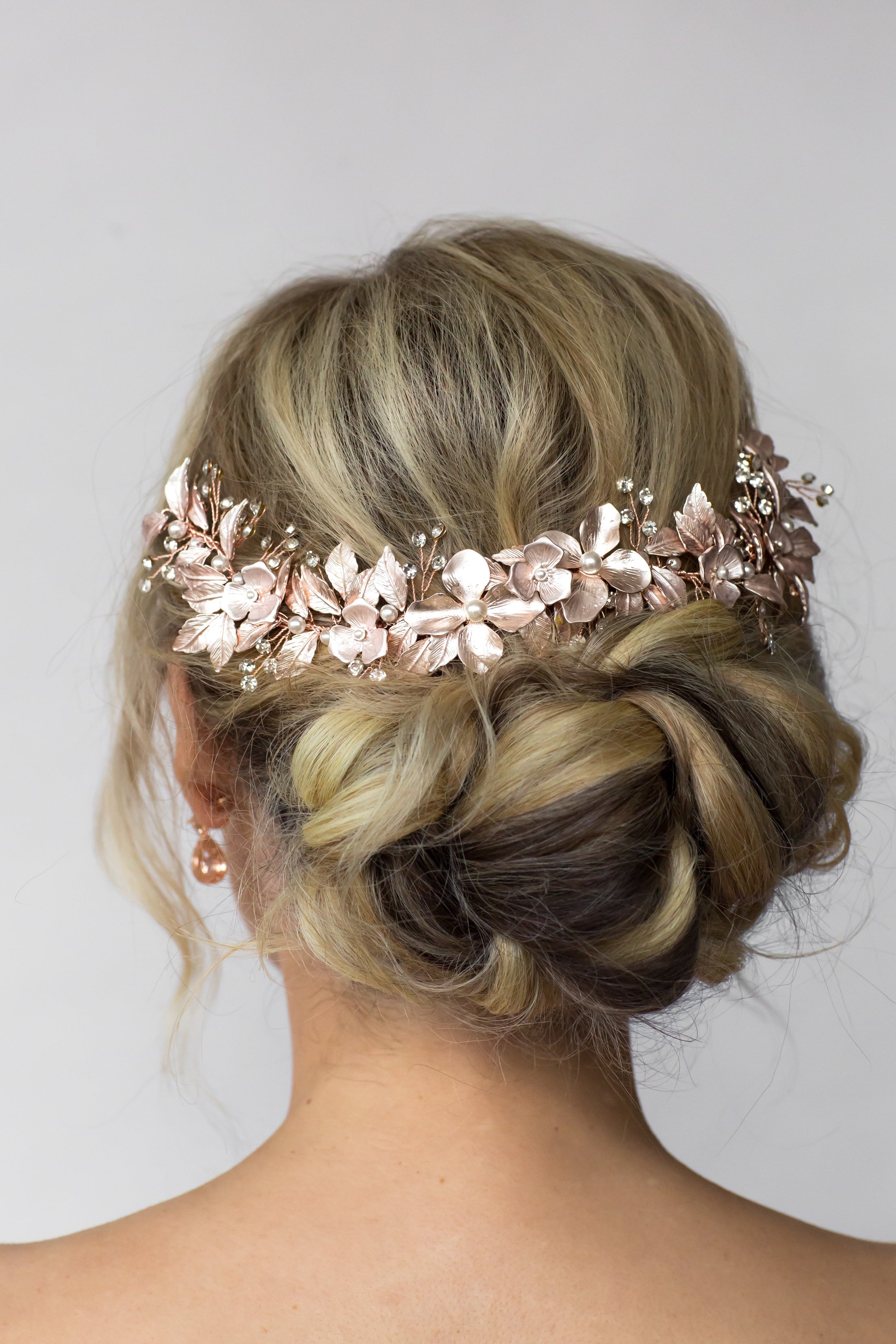 Blush Rose Gold Floral Hair Comb
