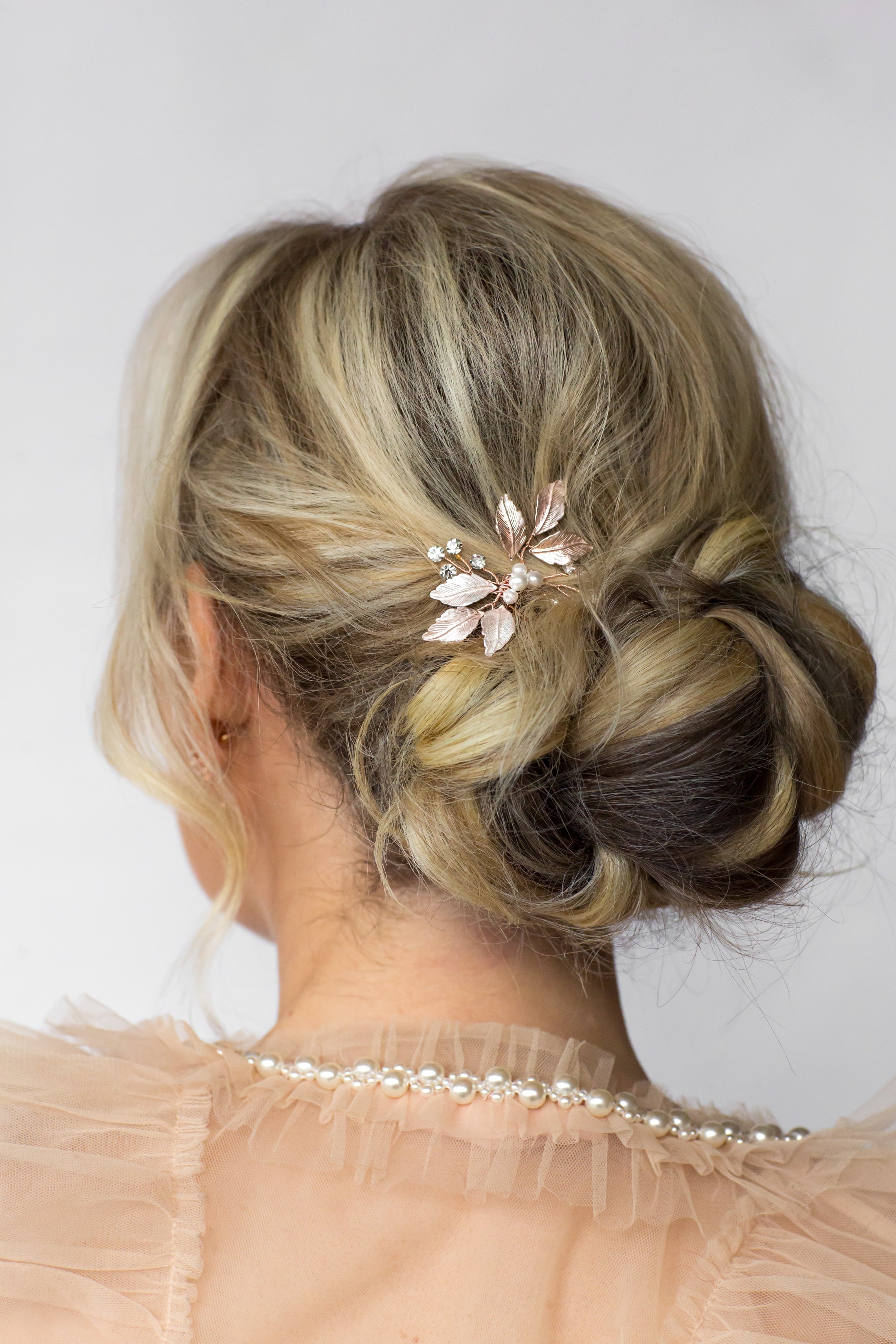Blush Rose Gold Floral Hair Pins - Bridesmaids