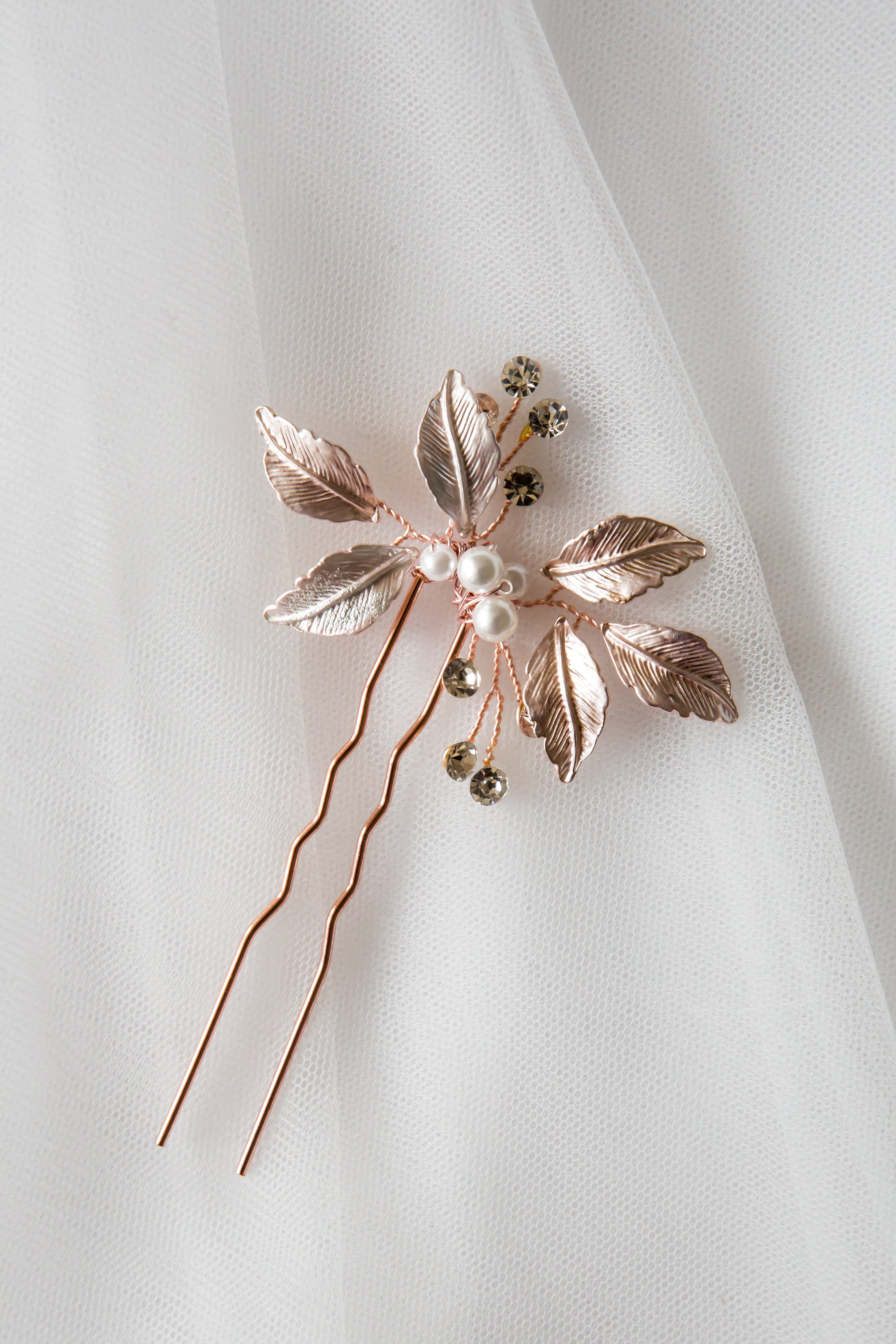 Blush Rose Gold Floral Hair Pins - Bridesmaids