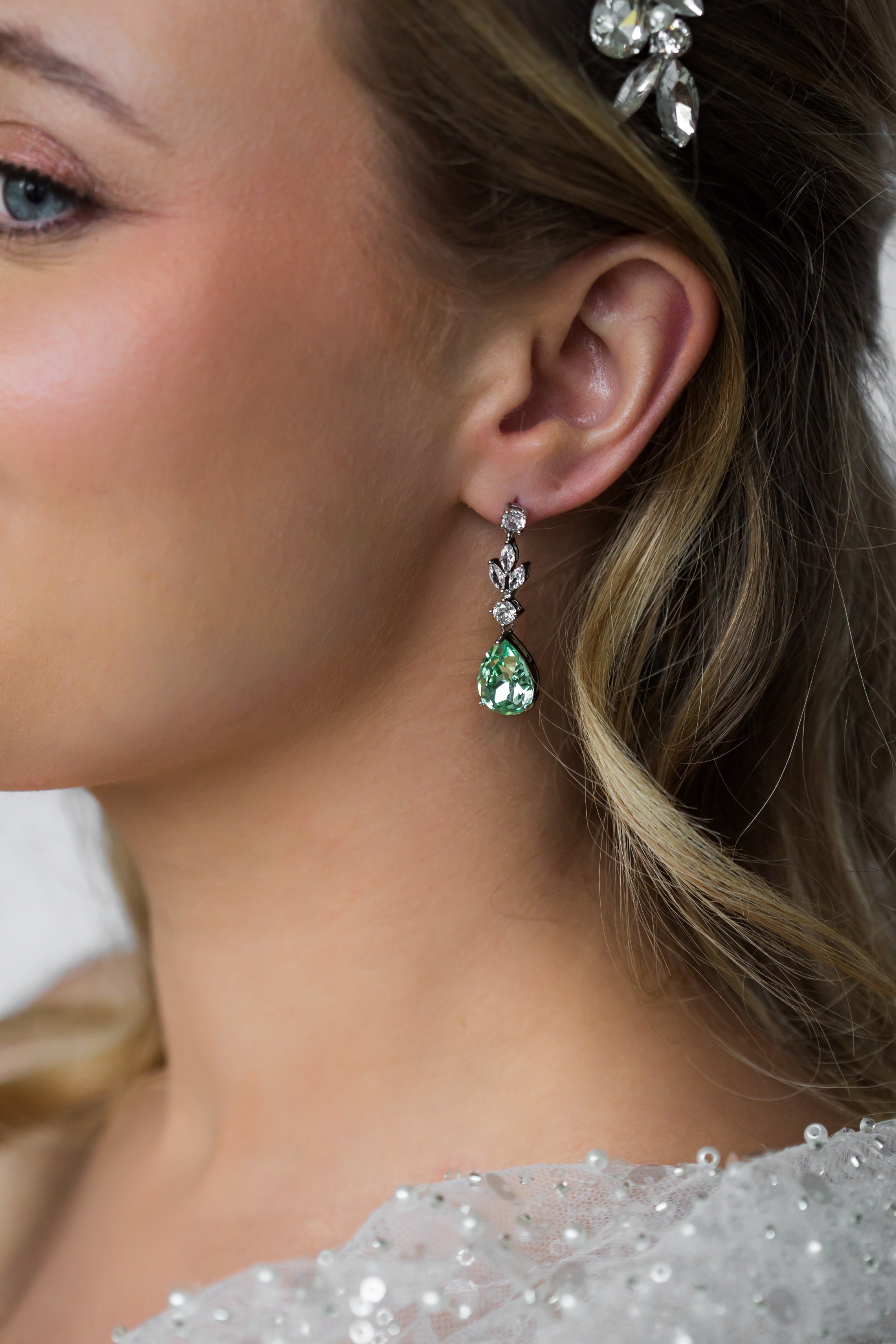 Sage Peridot Green Bridal Earrings