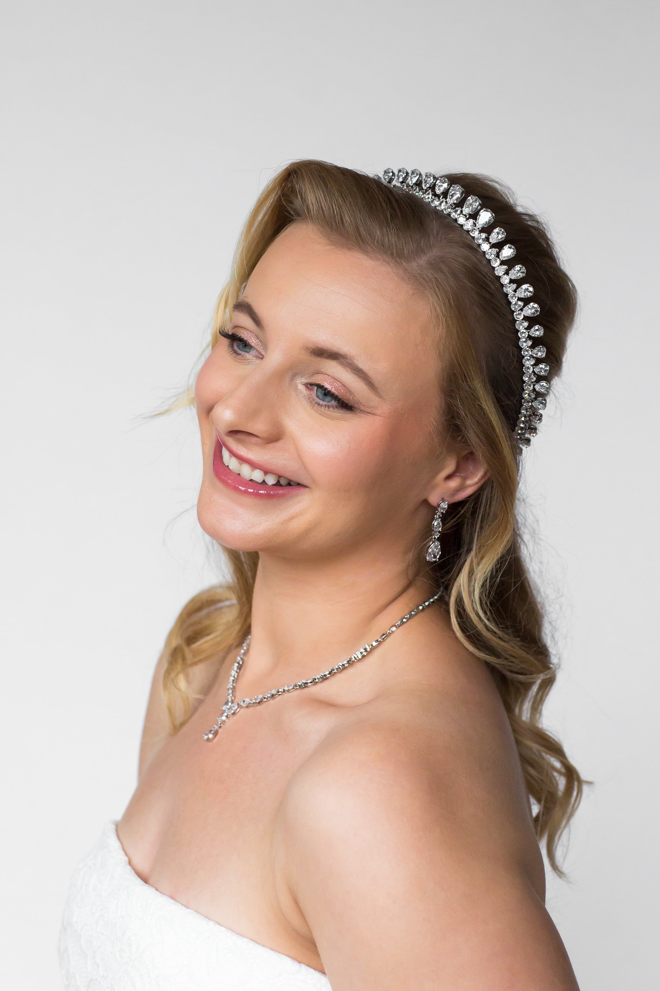 Silver Teardrop Crystal Bridal Crown Tiara