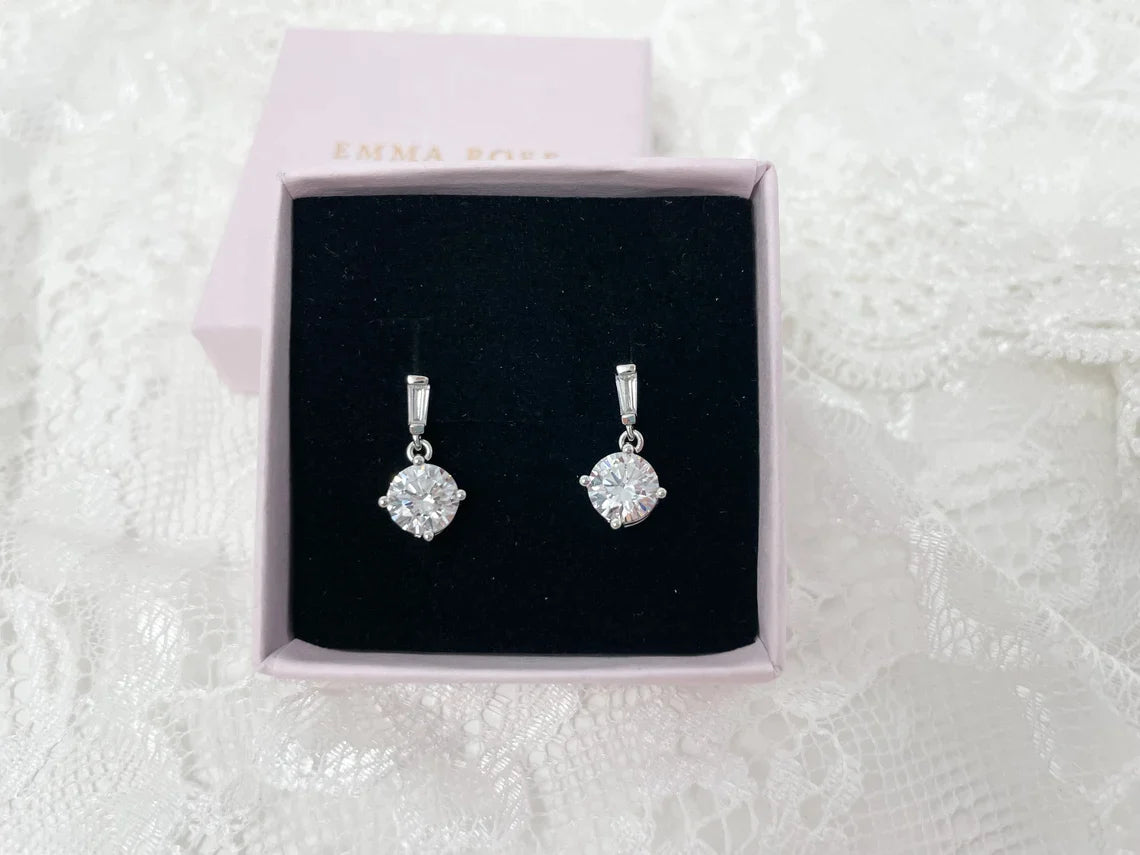 Round CZ Sterling Silver Earrings