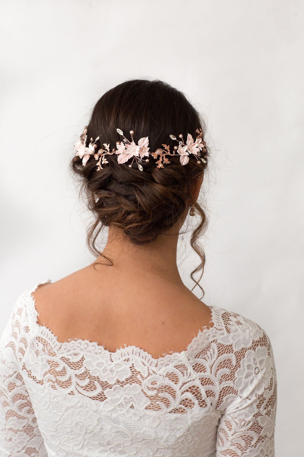 Thistle and Blush Flower Hair Vine Comb
