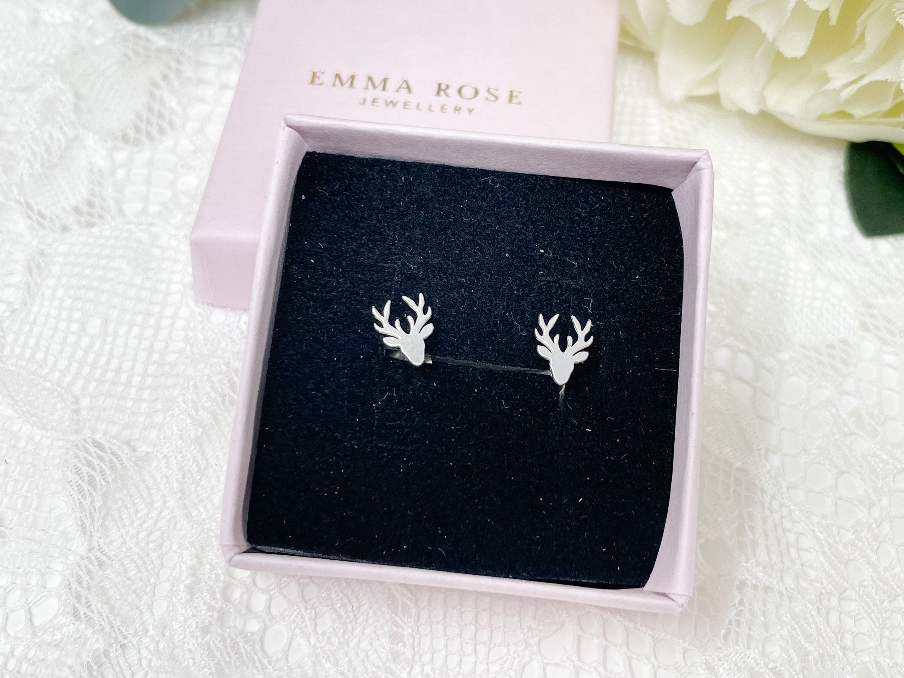 Sterling Silver Stag Stud Earrings - Reindeer - Gift - Scottish Gift - Christmas Jewellery