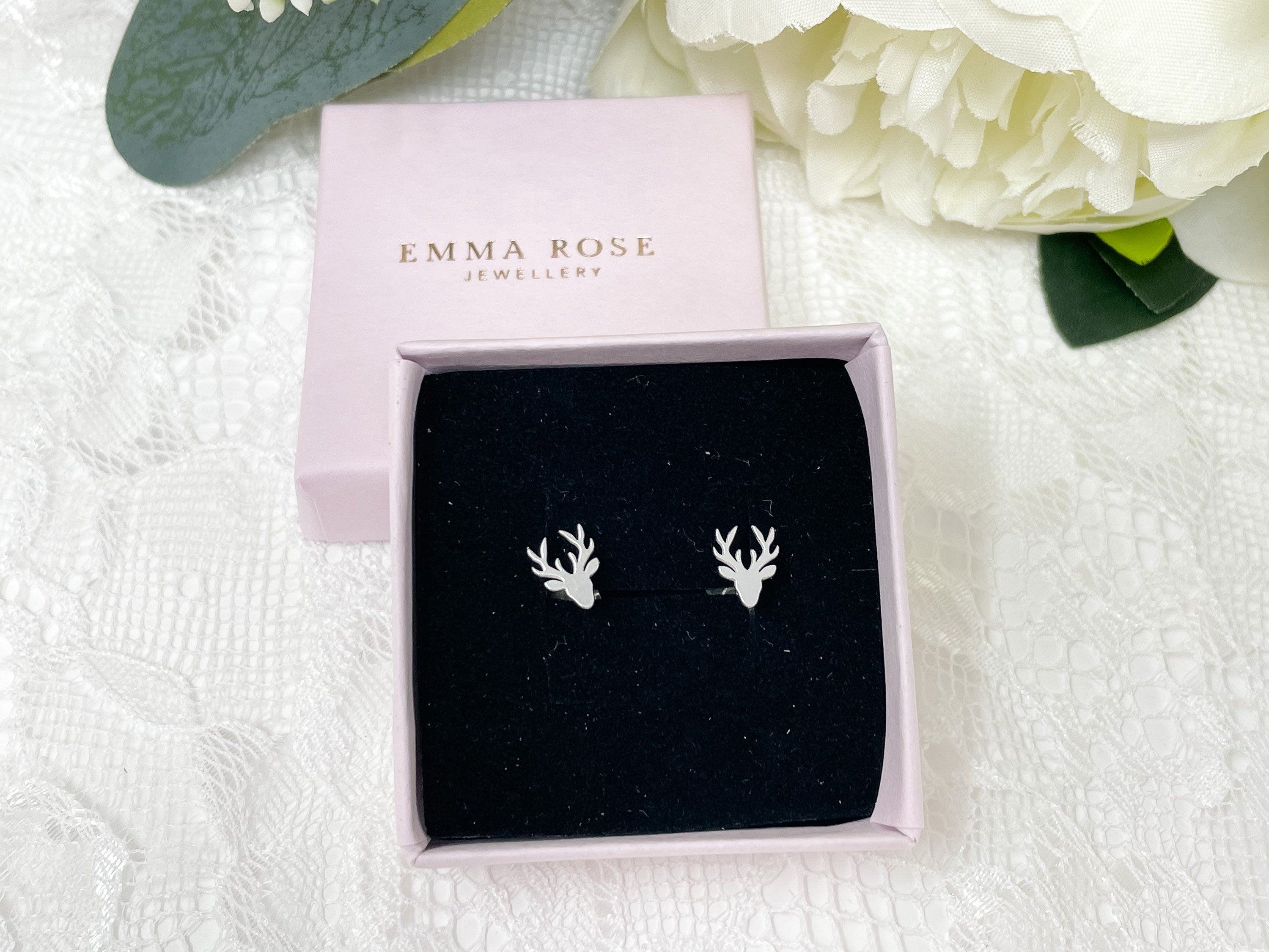 Sterling Silver Stag Stud Earrings - Reindeer - Gift - Scottish Gift - Christmas Jewellery