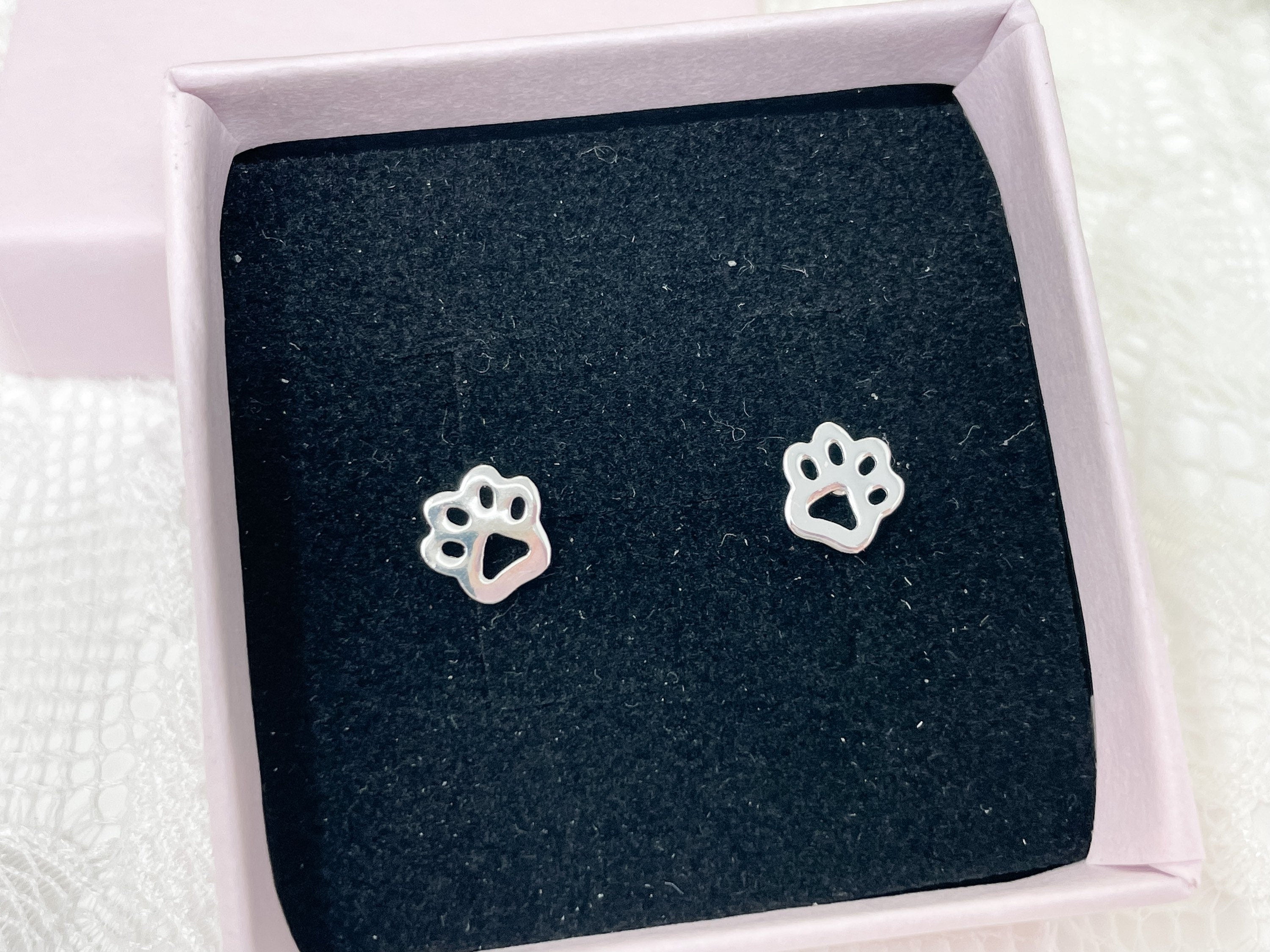 Sterling Silver Paw Print Stud Earrings - Dog Breed Gift - Dog Lover Jewellery - Birthday - Gift for Girls - Gift for Her - Dog Mum - Cat