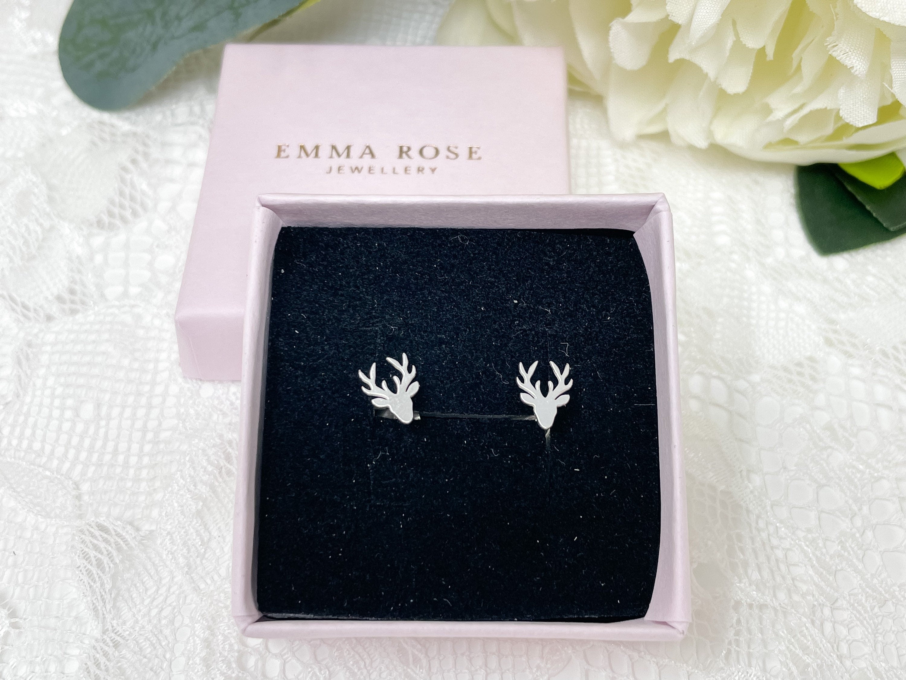 Sterling Silver Stag Stud Earrings - Reindeer - Gift - Scottish Gift - Christmas Jewellery