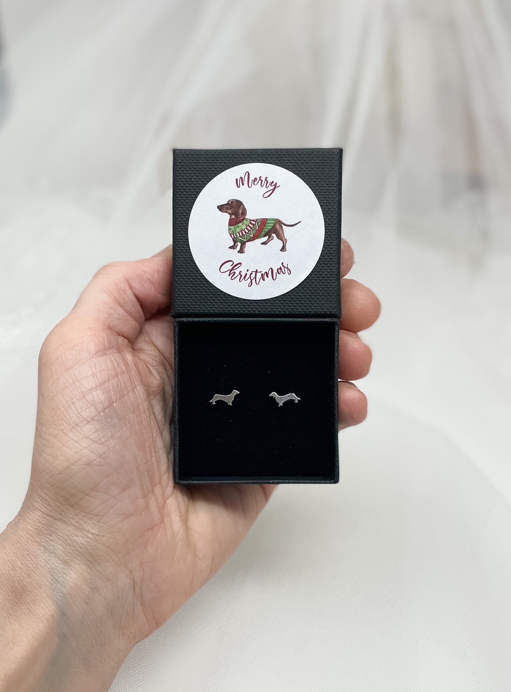 Dachshund Stud Earrings - Sausage Dog - Sterling Silver - Dog Lover Jewellery - Present Gift For Her - Dog Mum Sausage Dog Theme