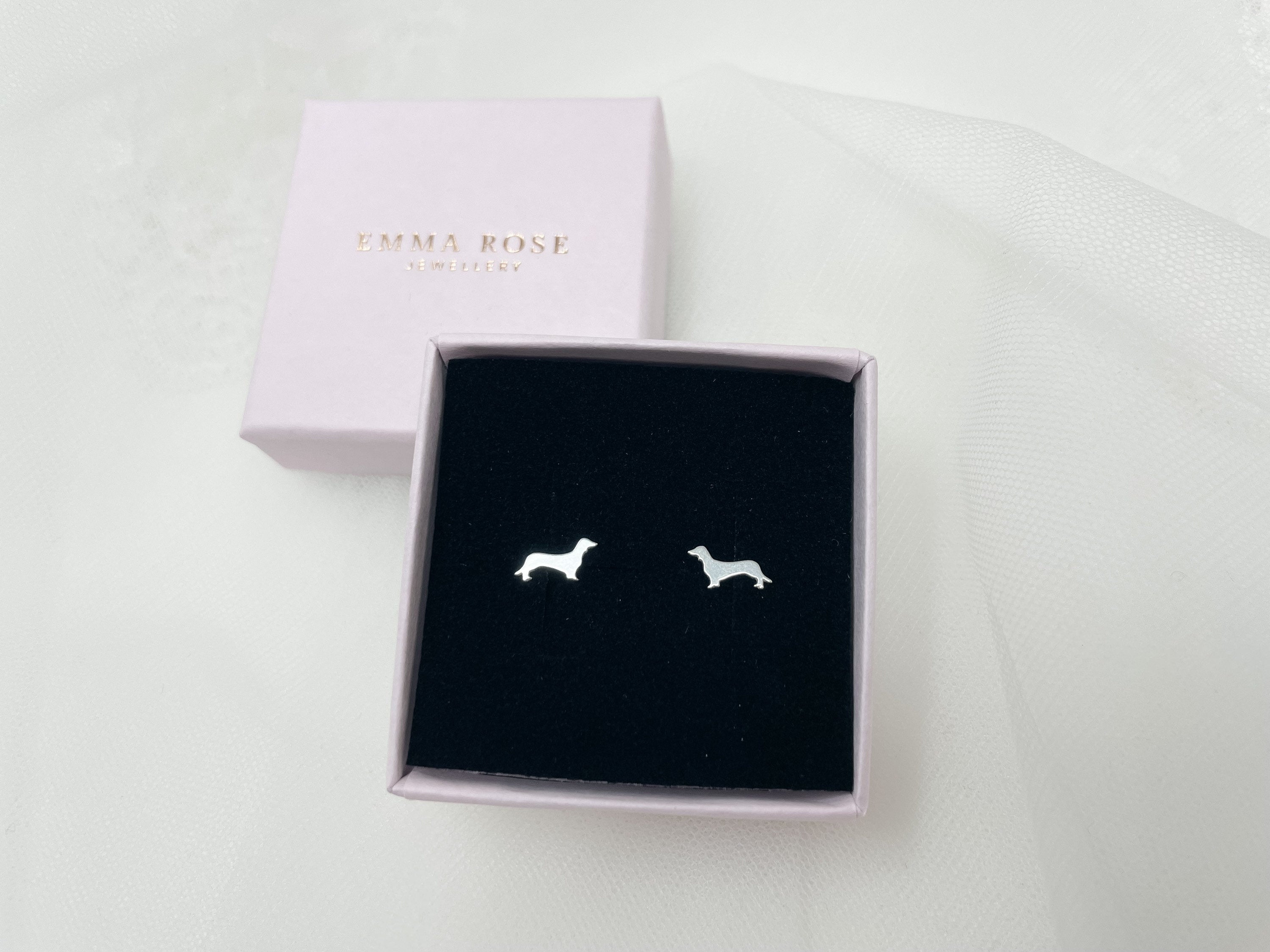 Dachshund Stud Earrings - Sausage Dog - Sterling Silver - Dog Lover Jewellery - Present Gift For Her - Dog Mum Sausage Dog Theme