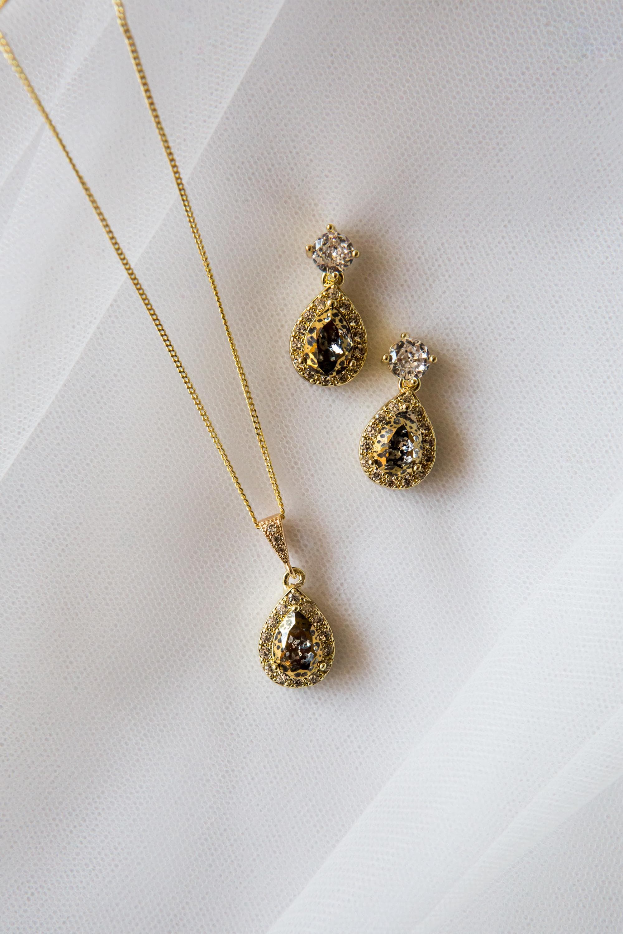 Gold Leopard Print Jewellery | Wedding Jewellery | Drop Earring | Necklace | Bridesmaid Gift | Bride