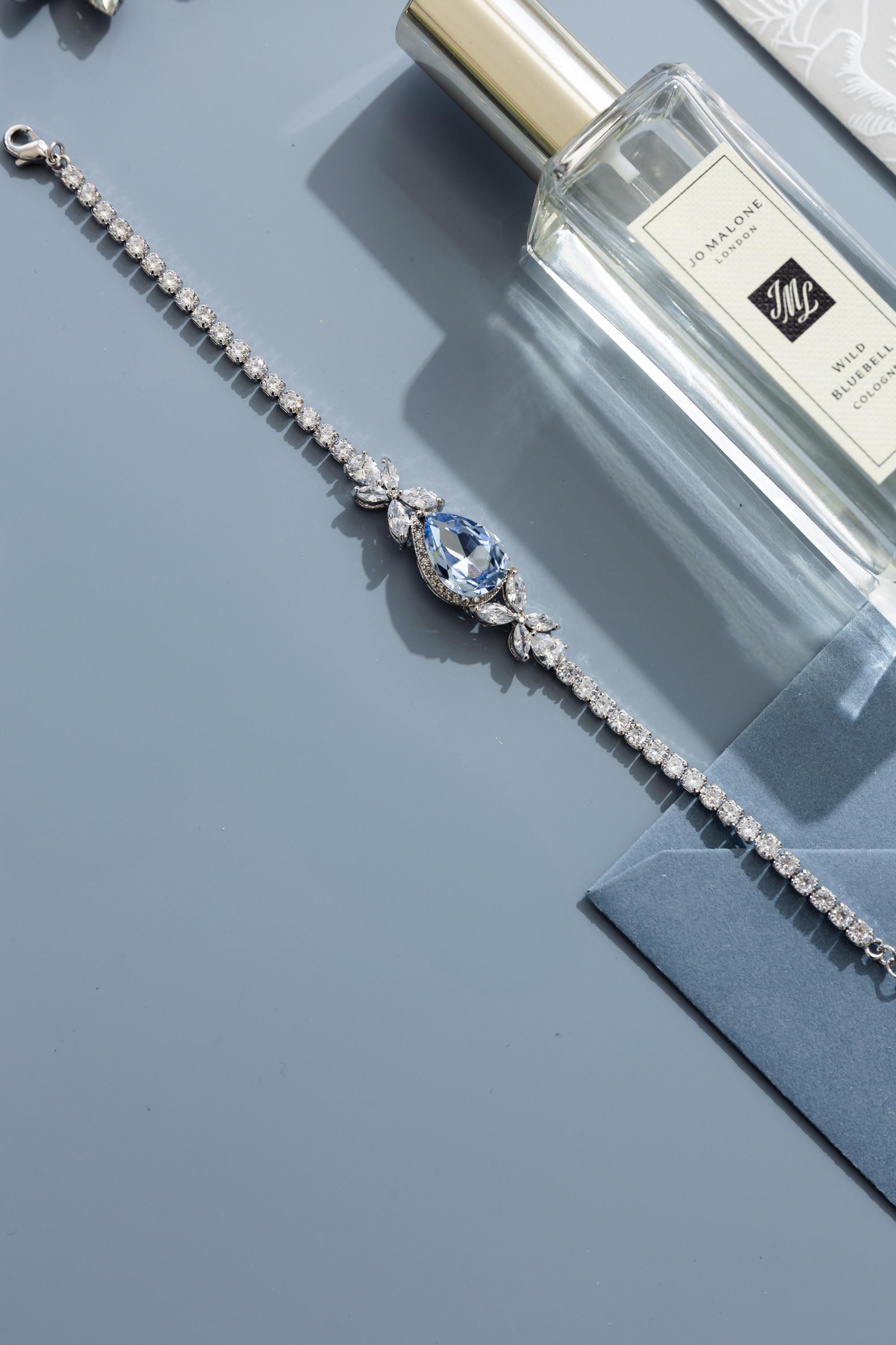 Blue Sapphire Crystal Bridal Bracelet - Something Blue Jewellery Gift