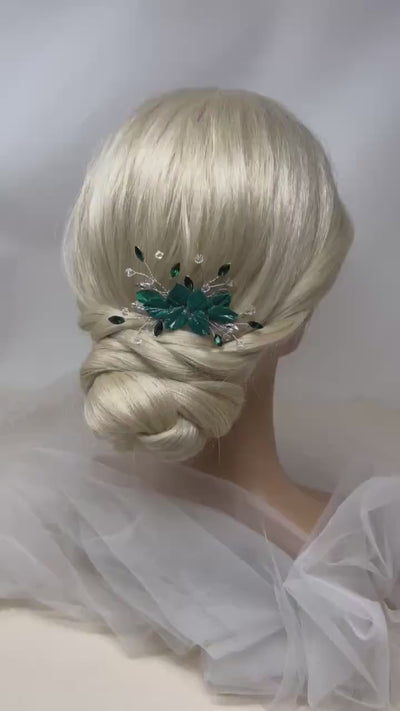 Bridal Hair Comb - Bridesmaids - Green Leaves Boho Hair Piece - Gift - Bride