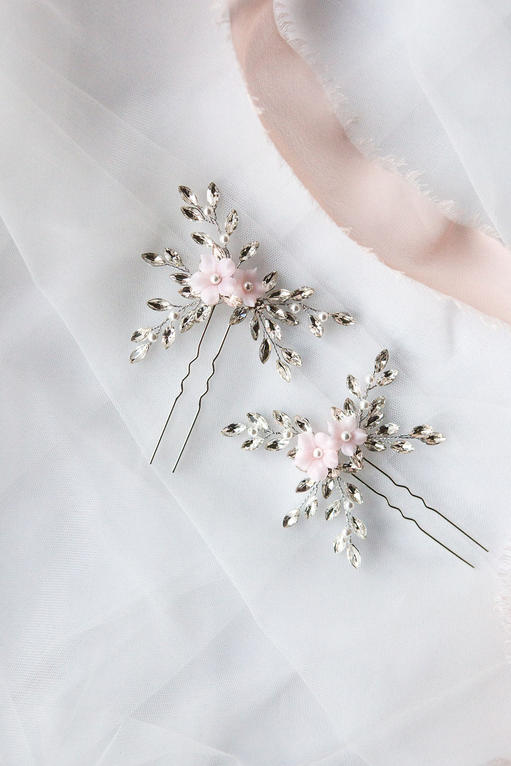 Pink Clay Flower Hair PIn