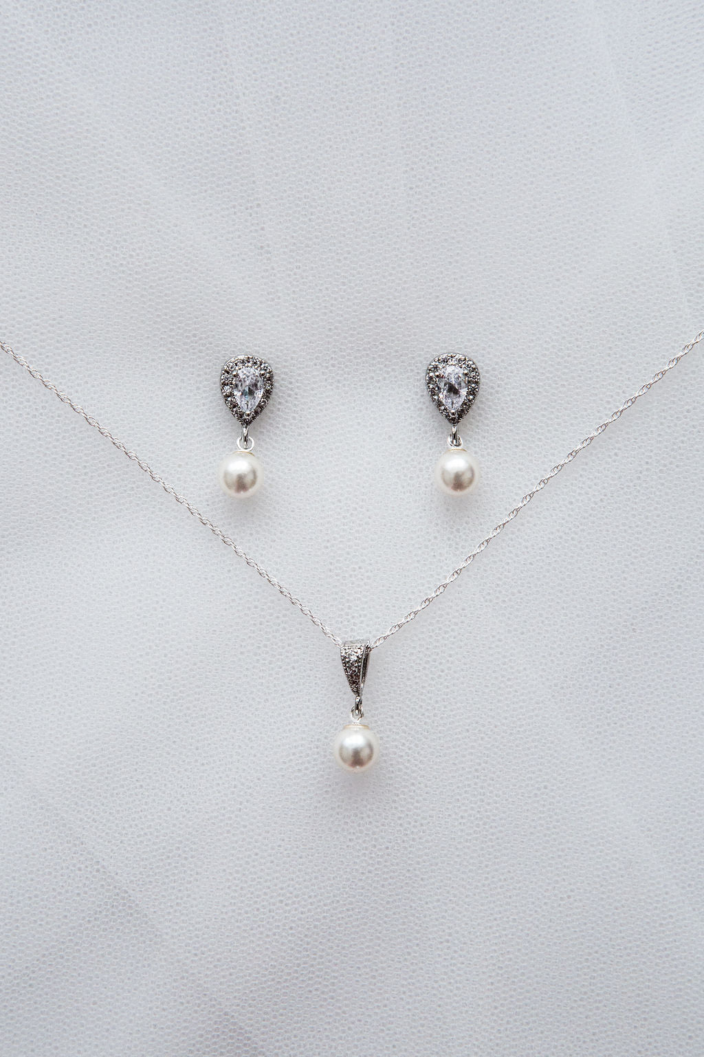 Delicate Pearl Drop Bridal Jewellery Set