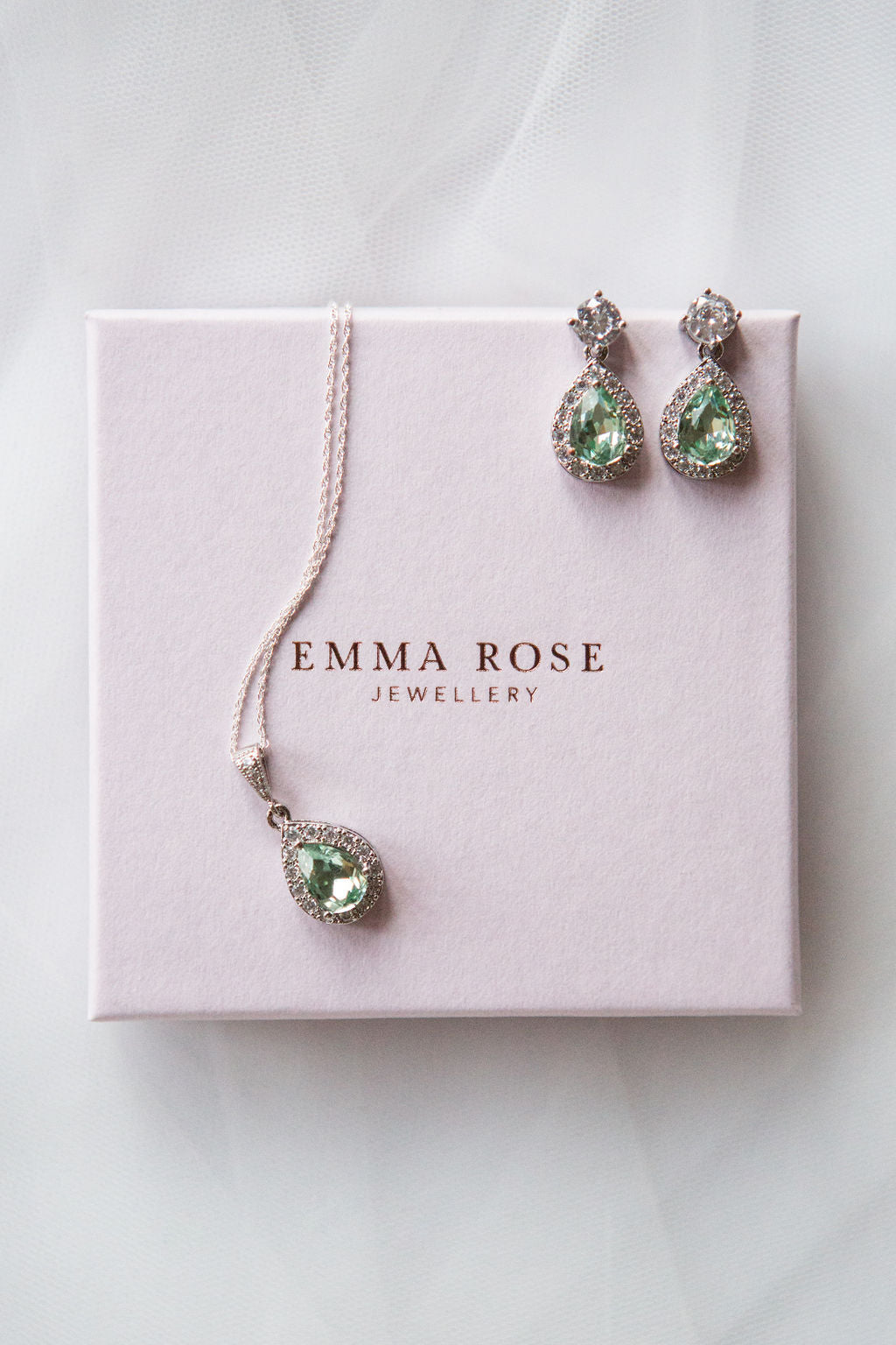 Sage Green Bridal Earrings Jewellery Set